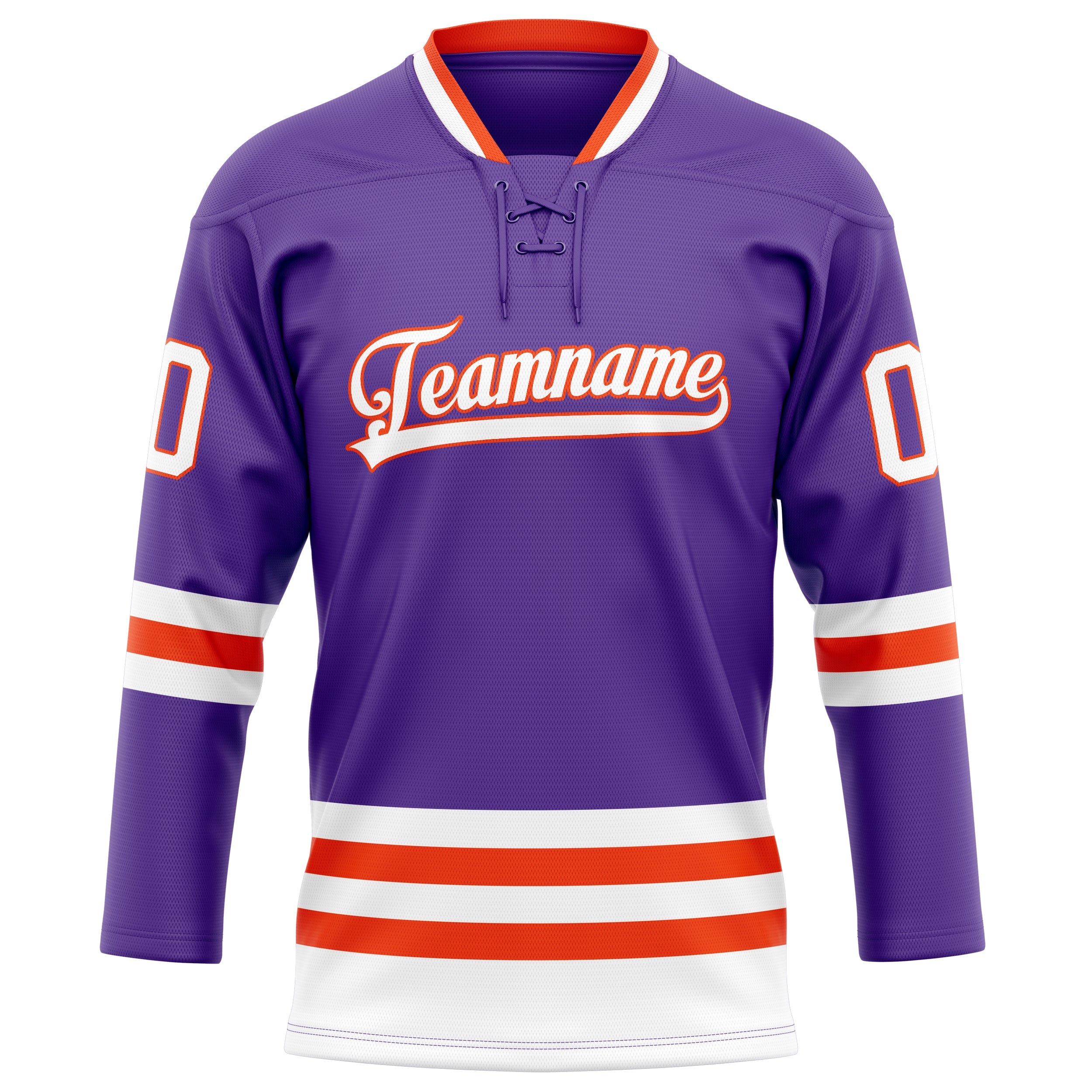 Custom Purple Orange Solid Colour Hockey Jersey
