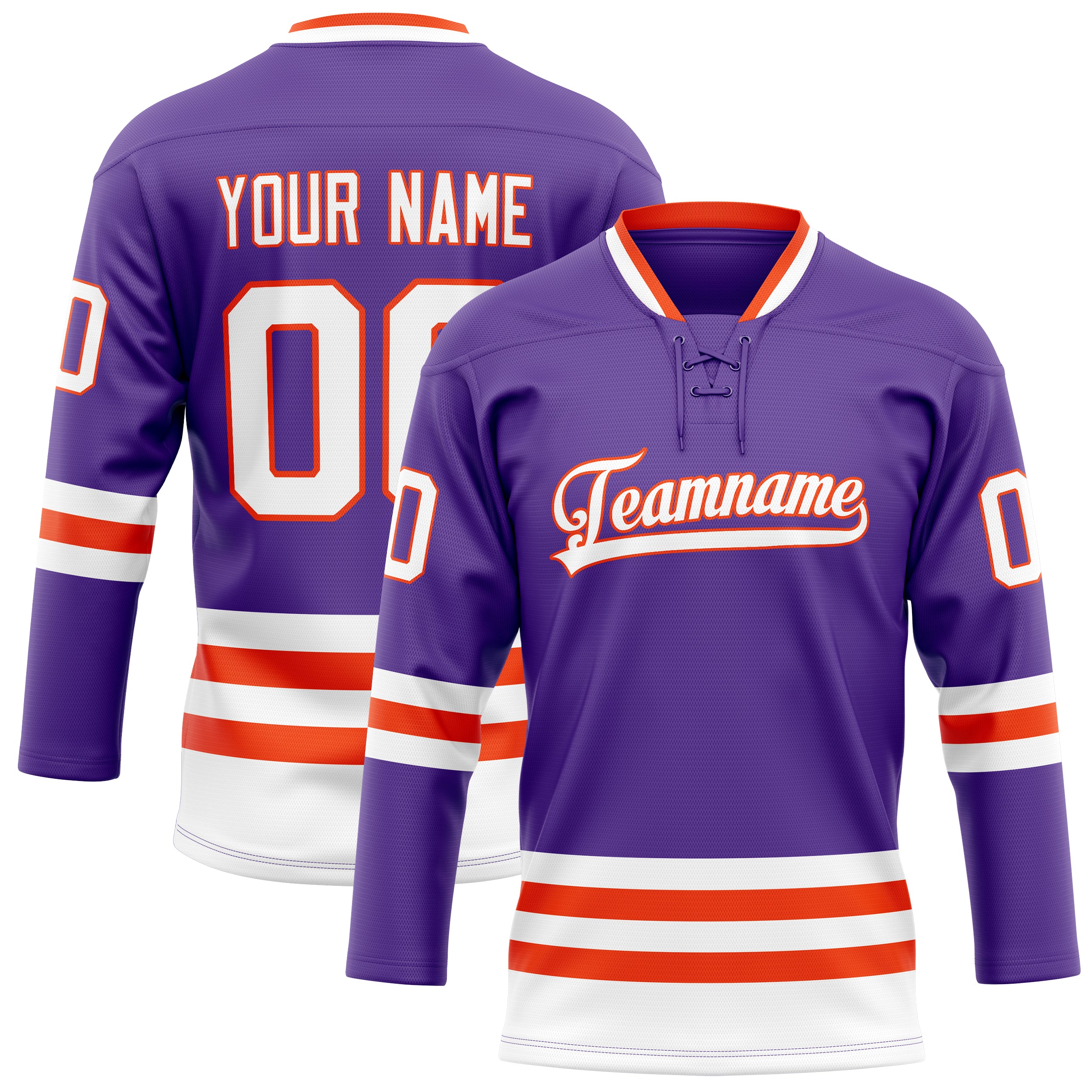 Custom Purple Orange Solid Colour Hockey Jersey