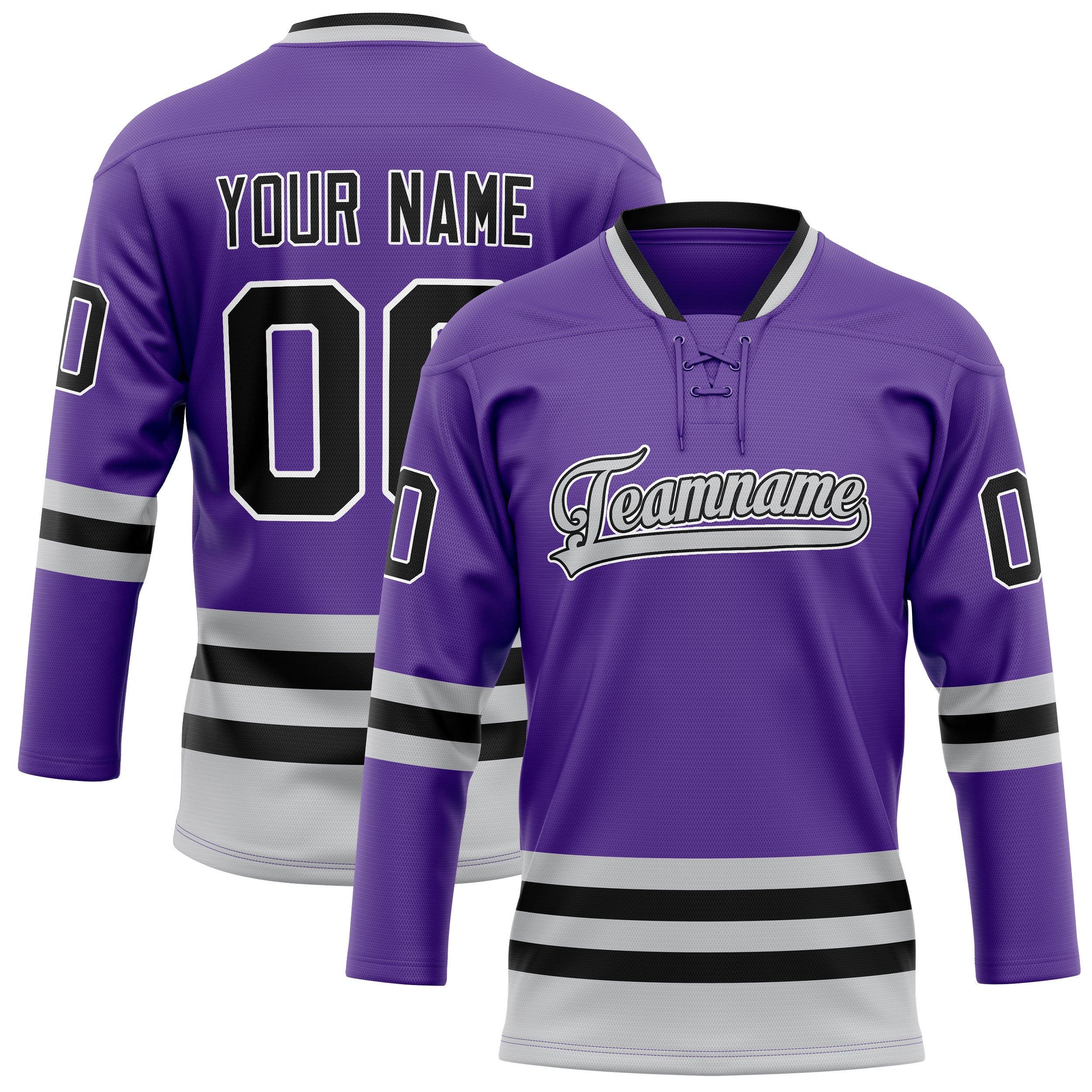 Custom Purple Gray Solid Colour Hockey Jersey