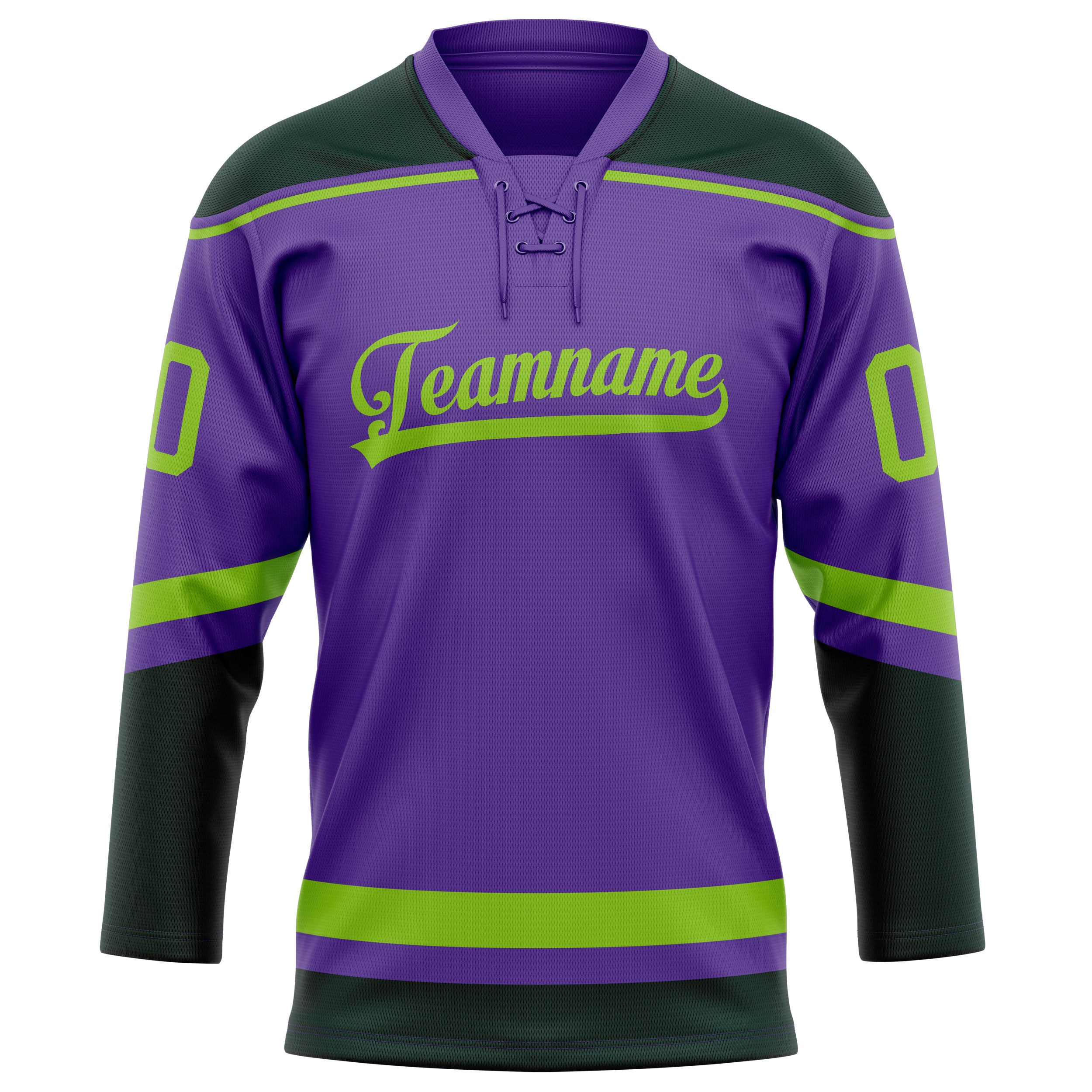 Custom Purple Neon Green Solid Colour Hockey Jersey