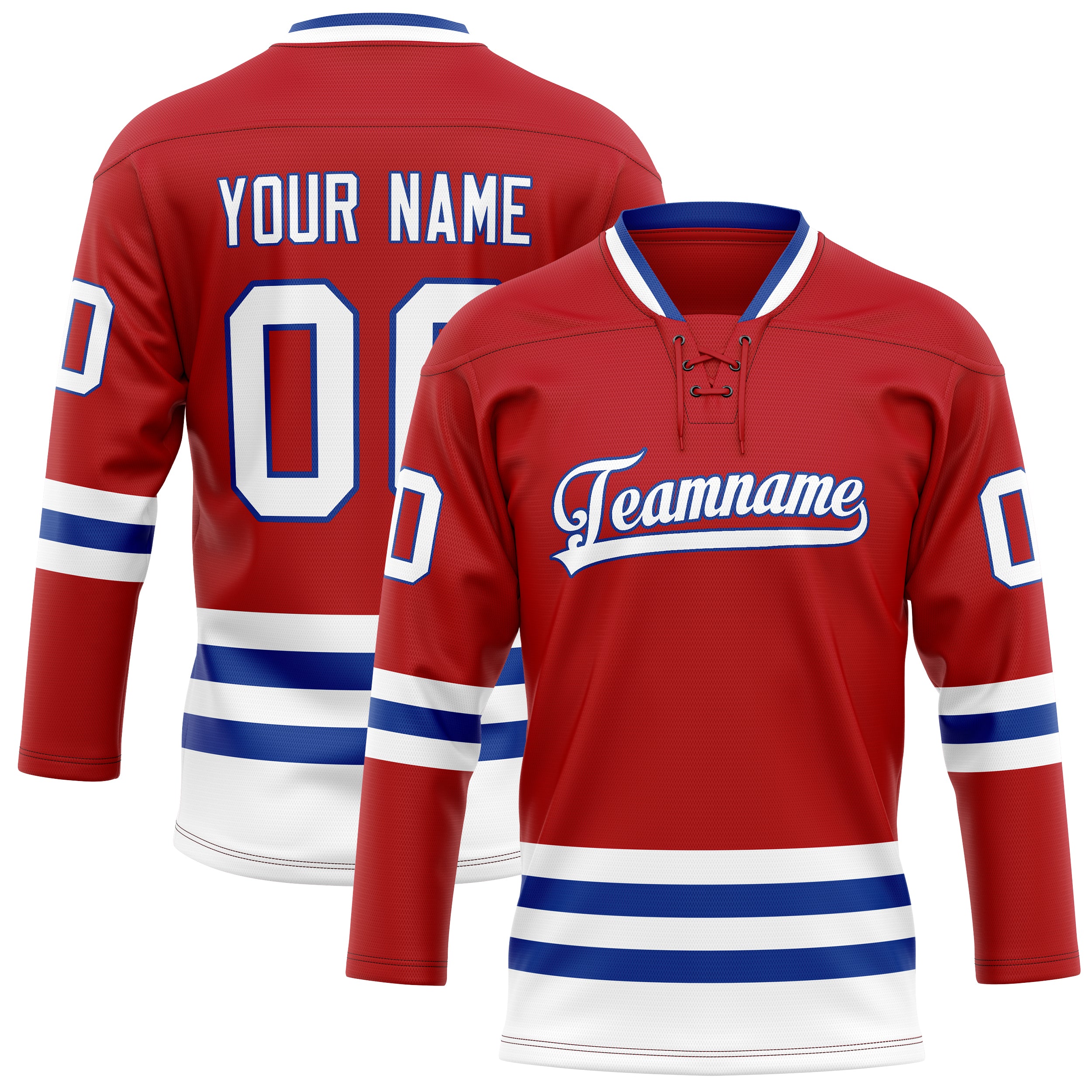 Custom Red White Solid Colour Hockey Jersey