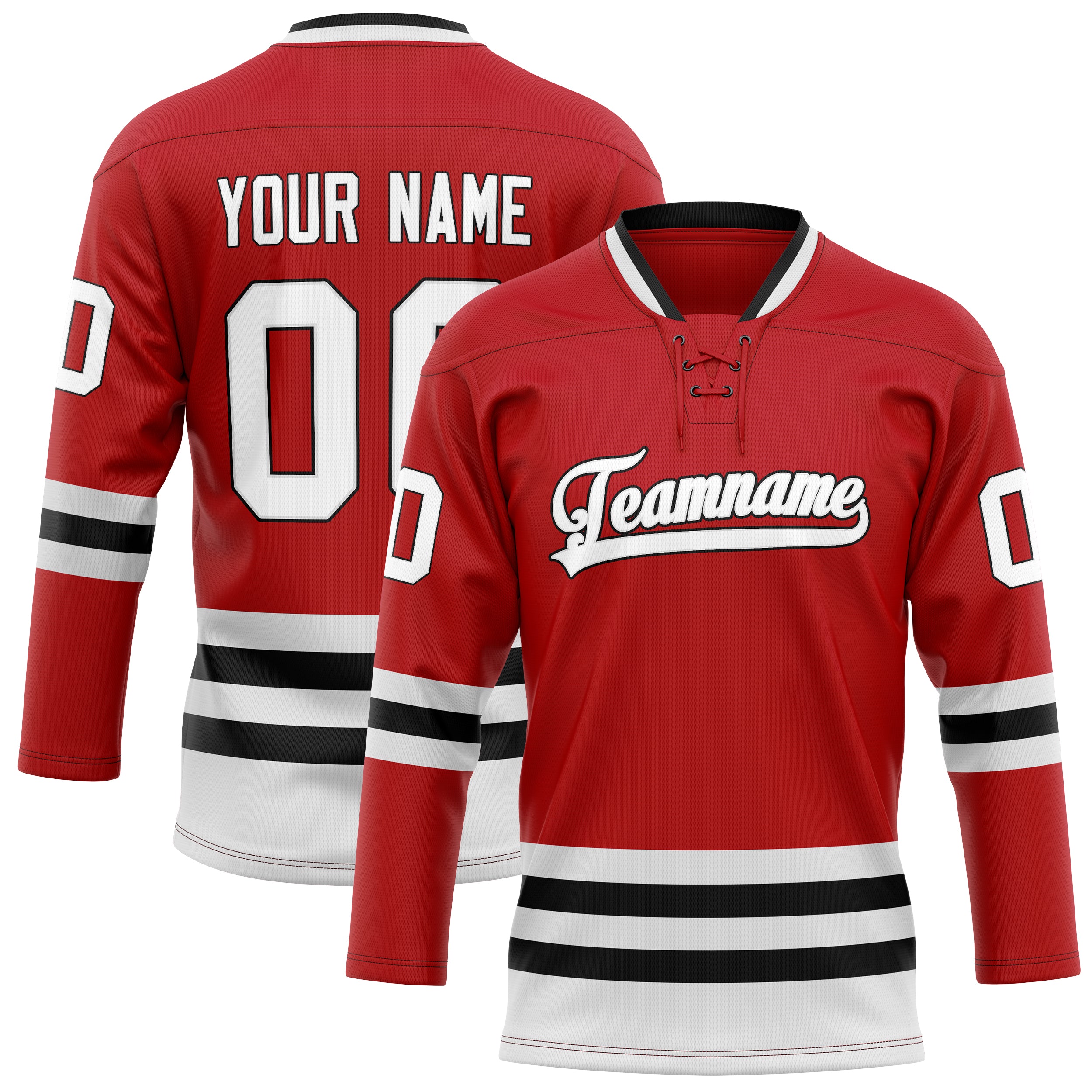 Custom Red White Solid Colour Hockey Jersey