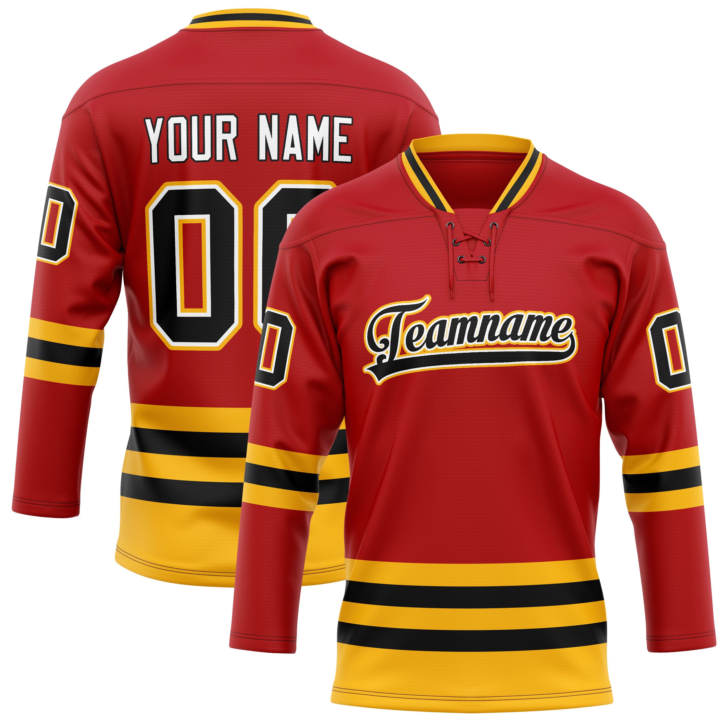 Custom Red Black Solid Colour Hockey Jersey