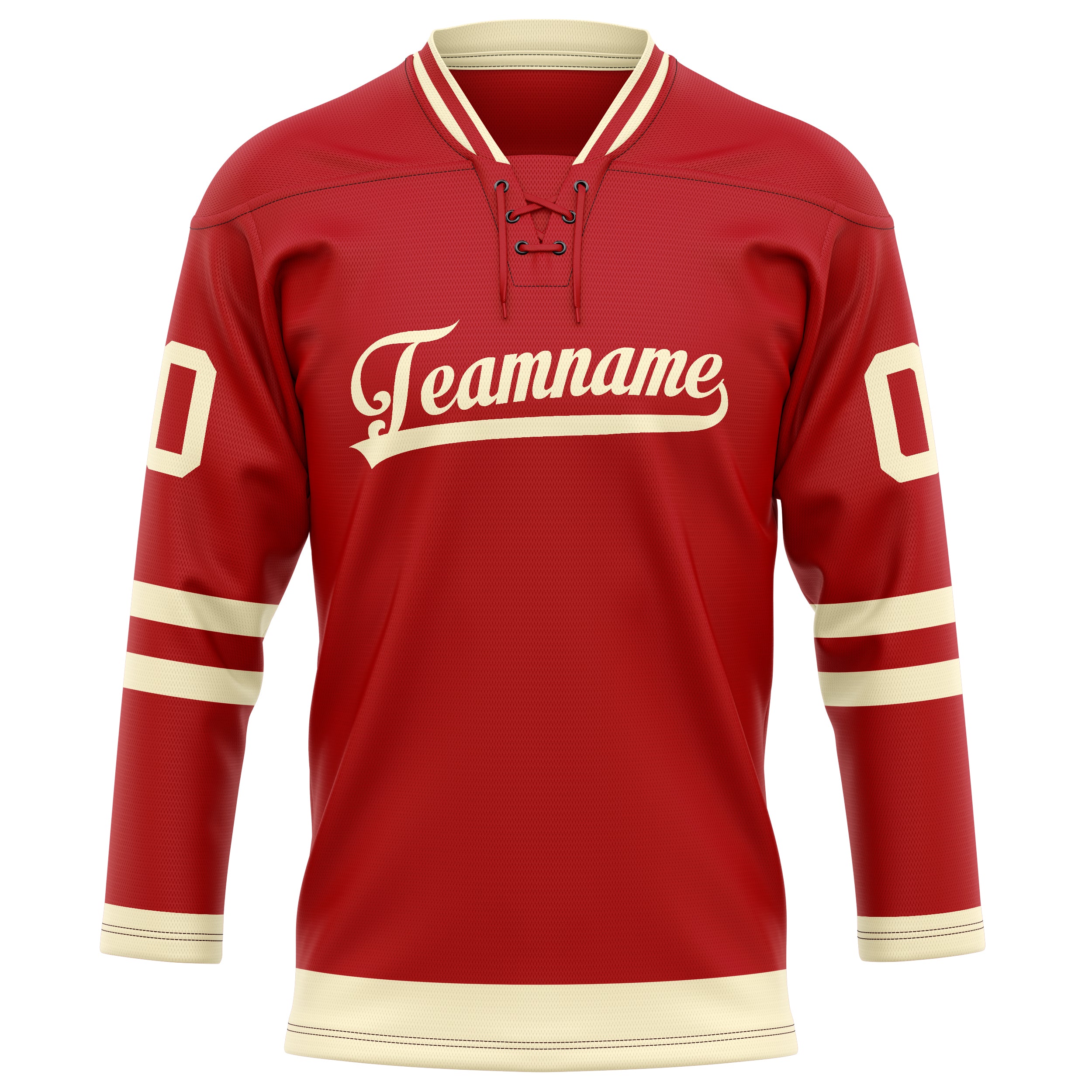 Custom Red Cream Solid Colour Hockey Jersey