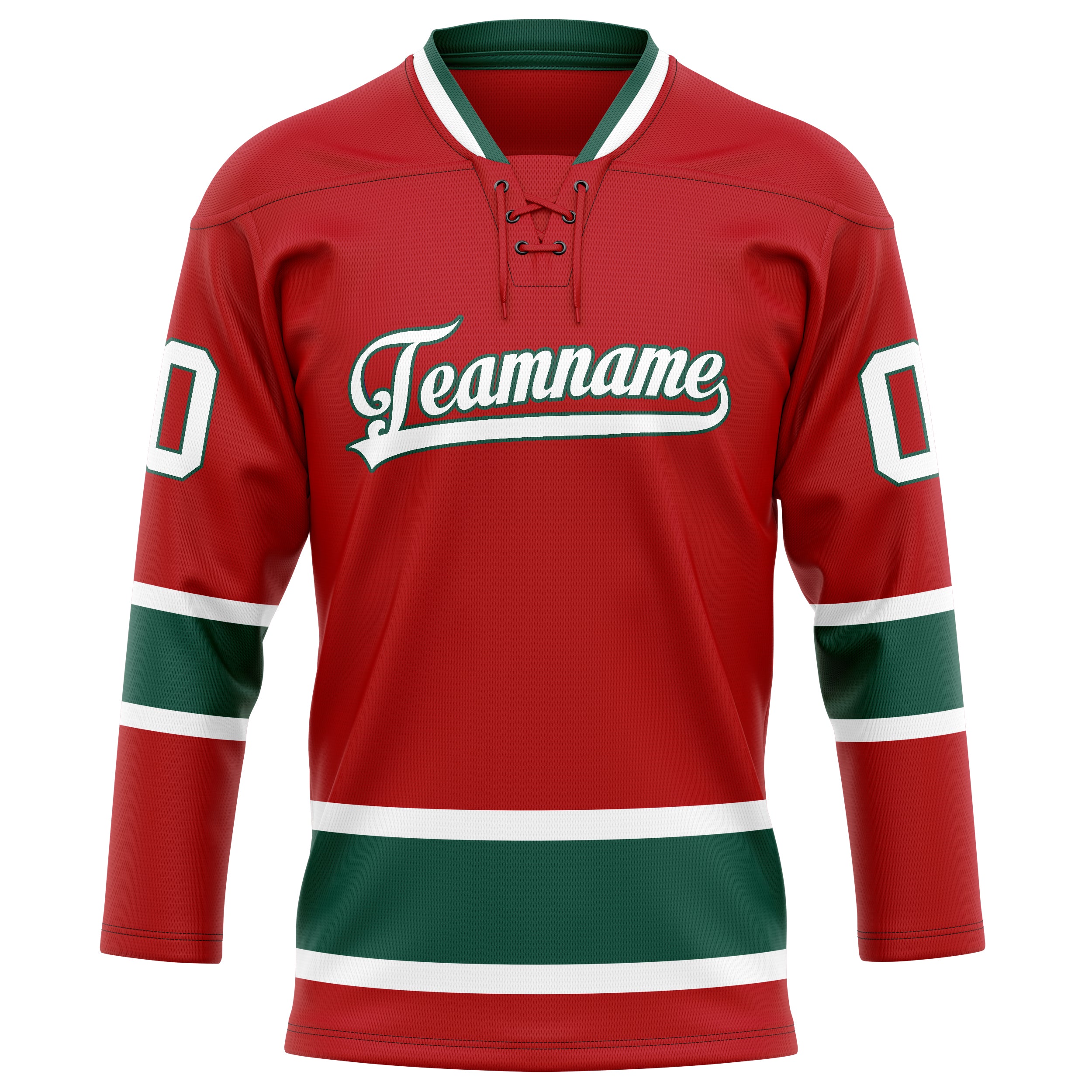 Custom Red Kelly Green Solid Colour Hockey Jersey