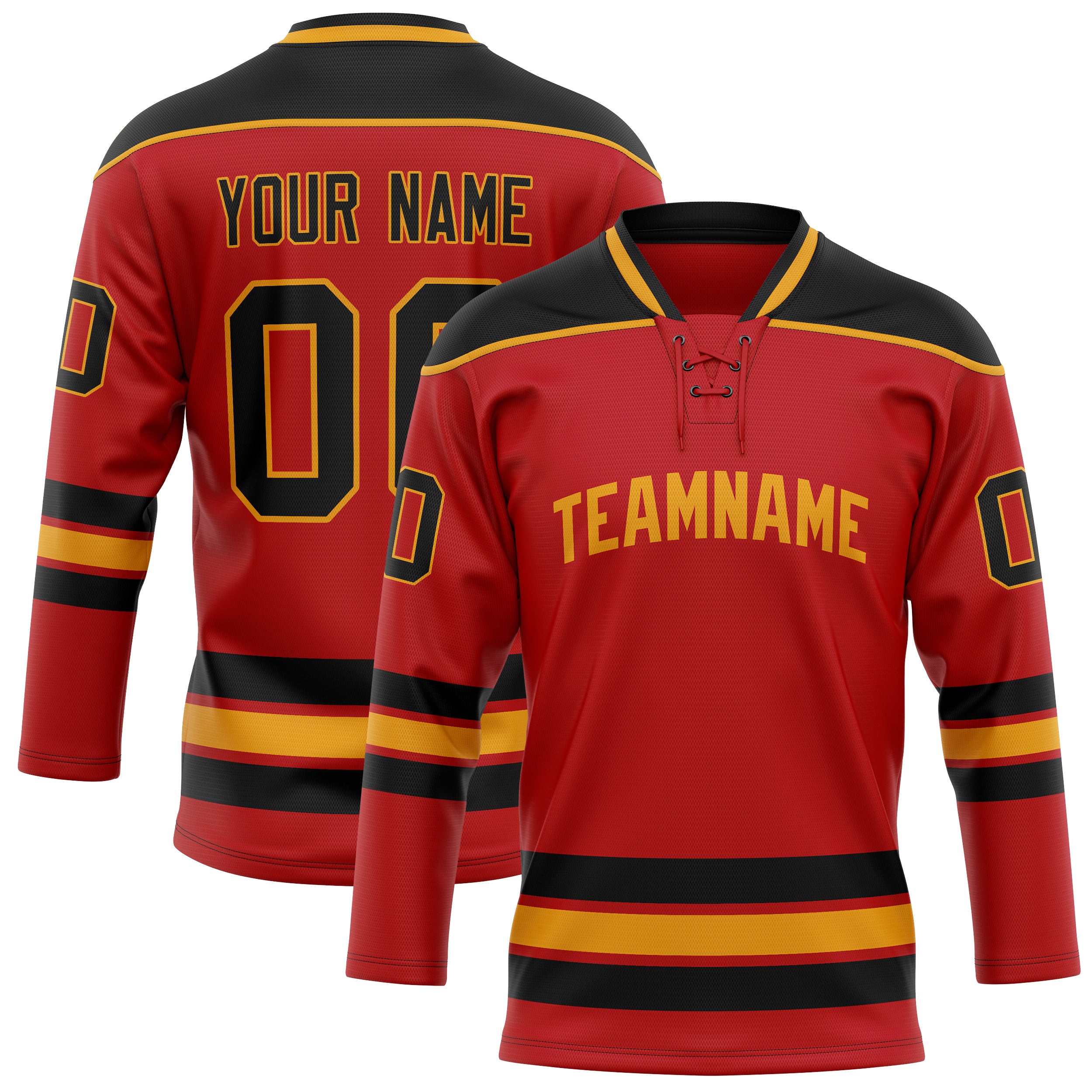 Custom Red Black Solid Colour Hockey Jersey