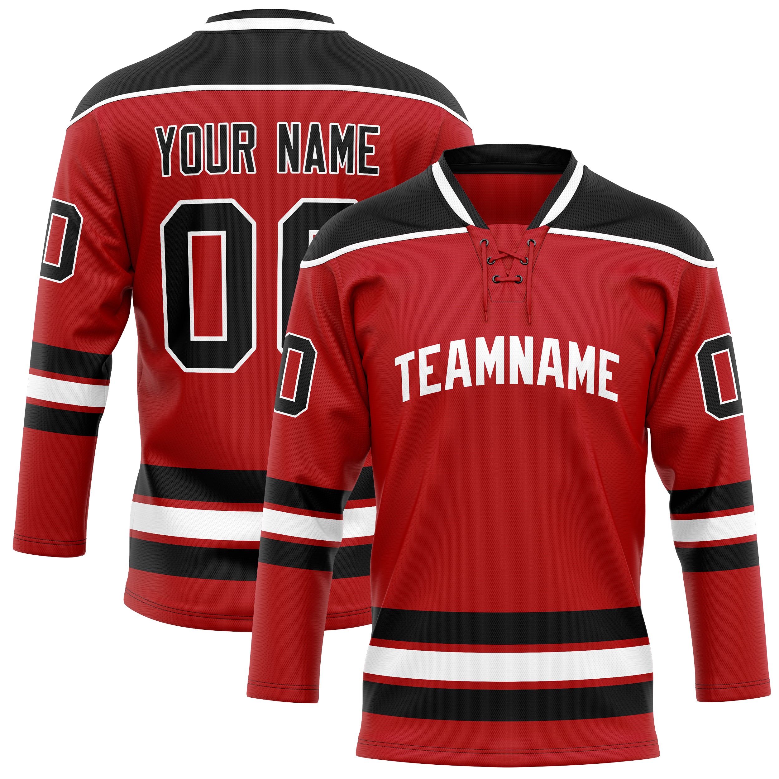 Custom Red Black Solid Colour Hockey Jersey