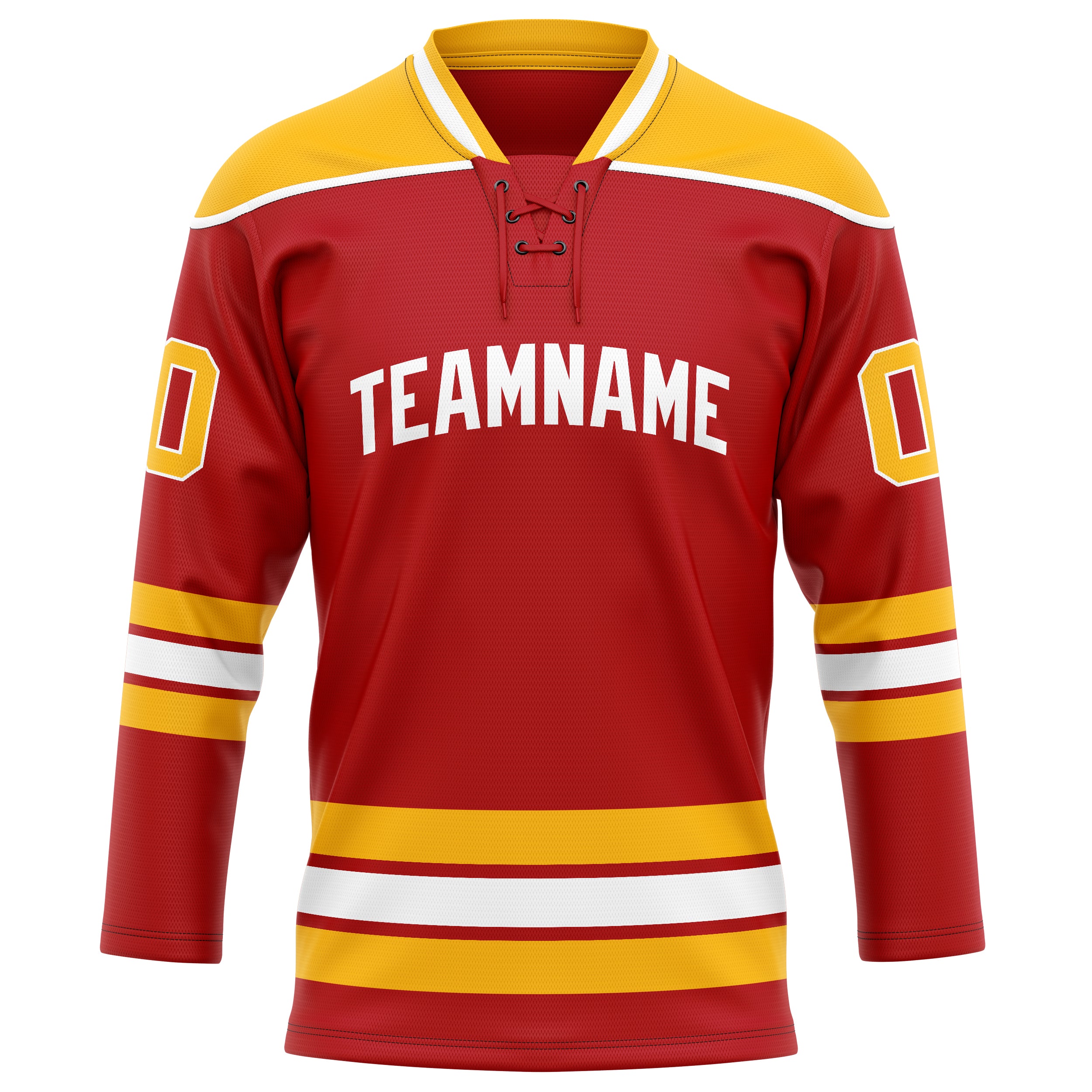 Custom Red Gold Solid Colour Hockey Jersey