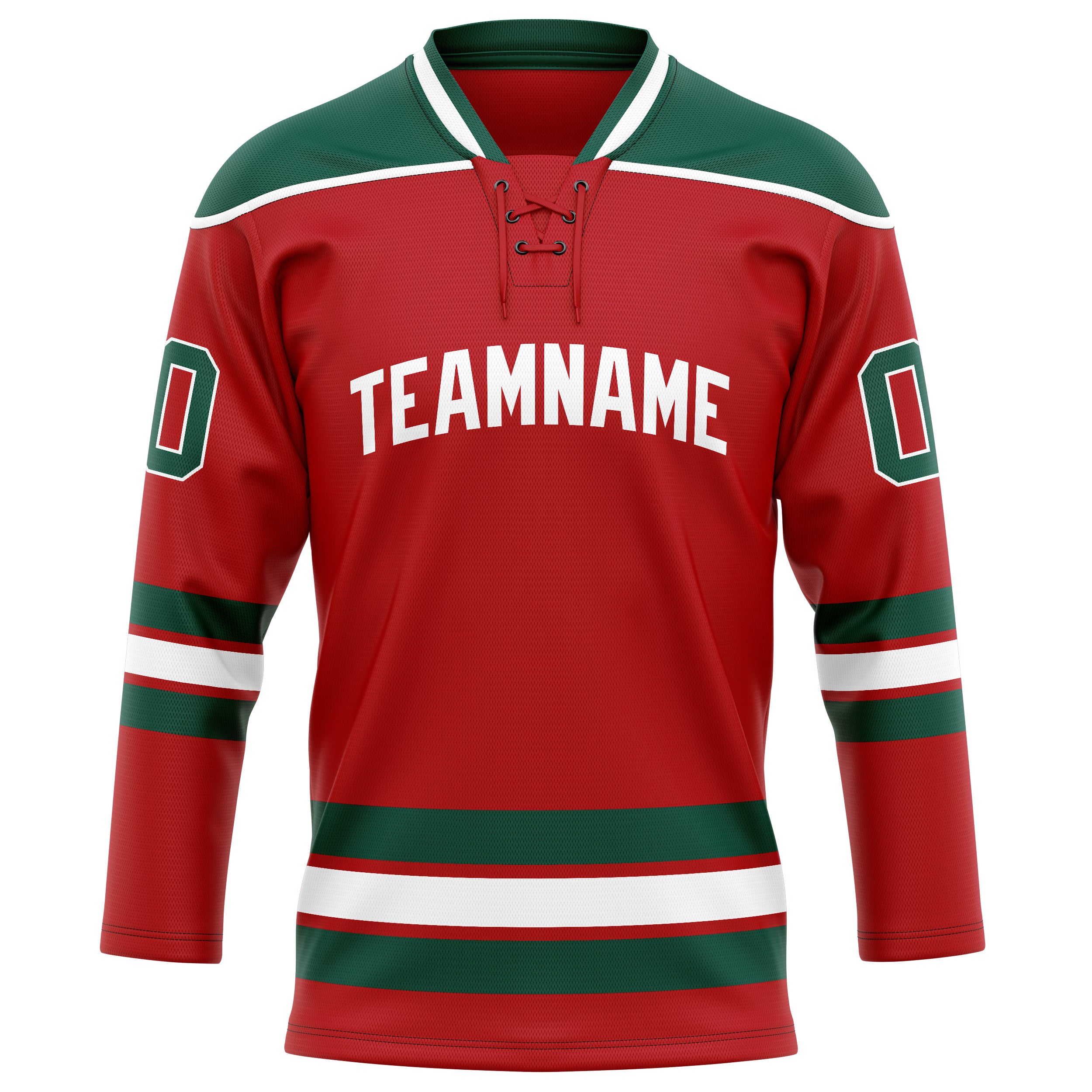 Custom Red Kelly Green Solid Colour Hockey Jersey