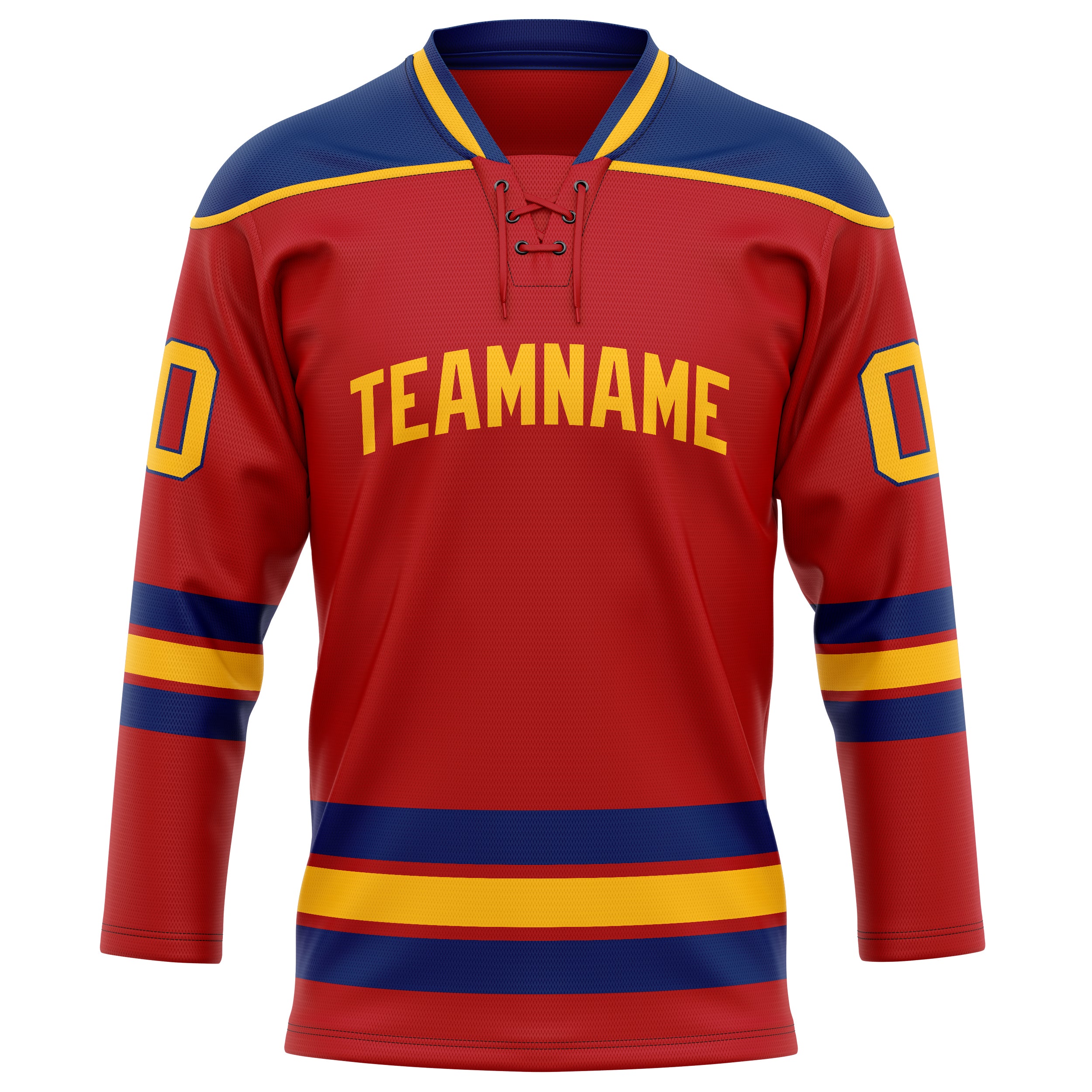 Custom Red Gold Solid Colour Hockey Jersey
