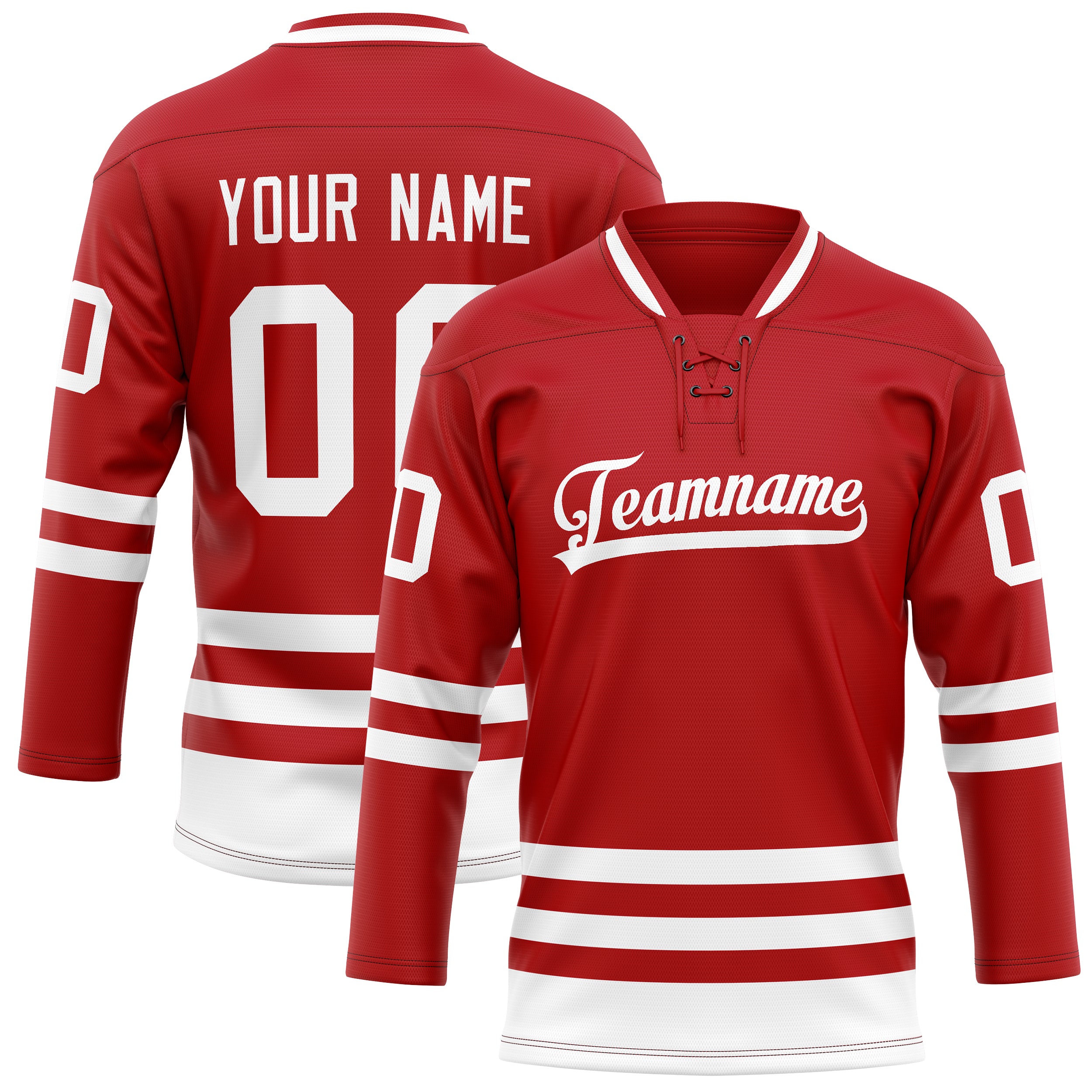 Custom Red White Solid Colour Hockey Jersey