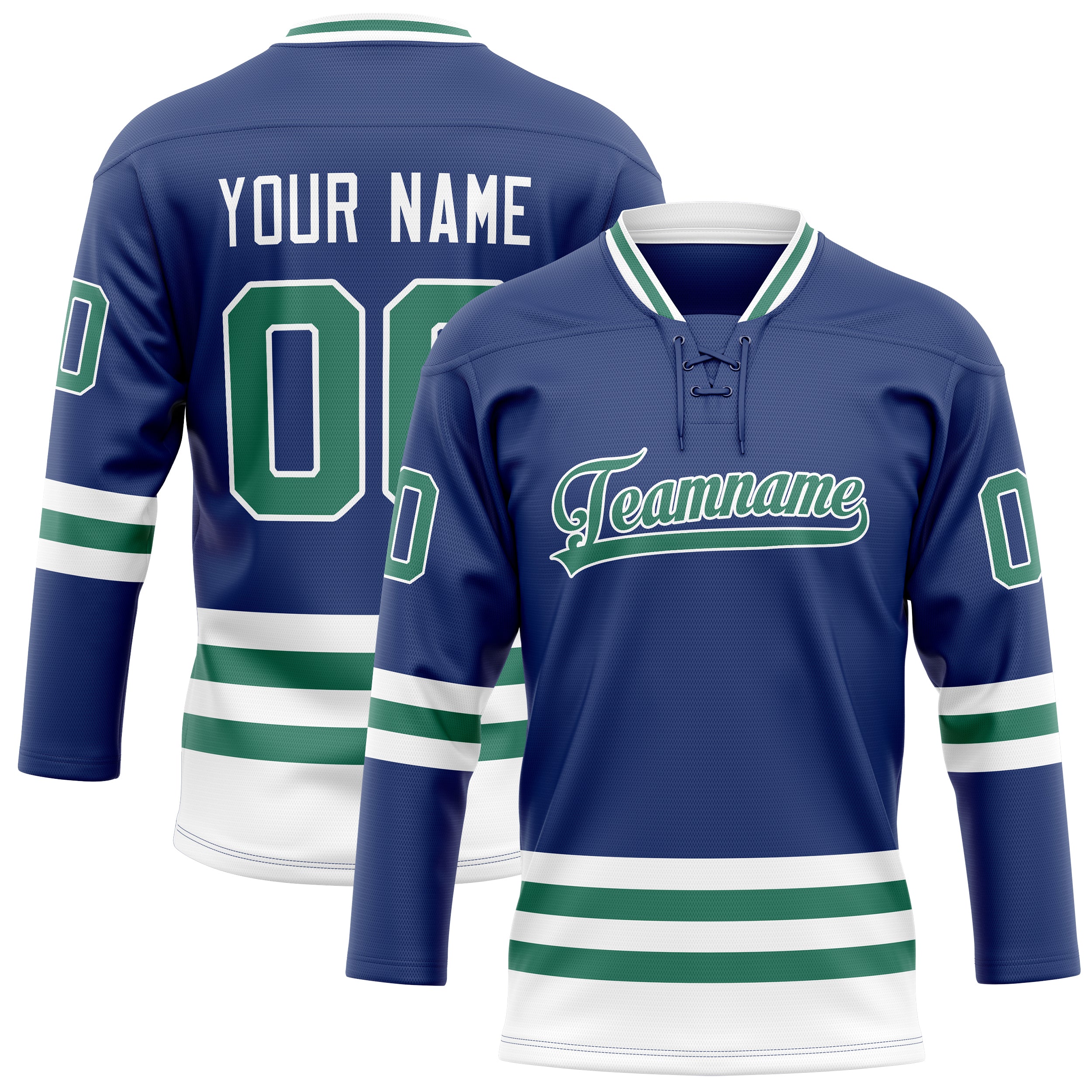 Custom Royal Kelly Green Solid Colour Hockey Jersey