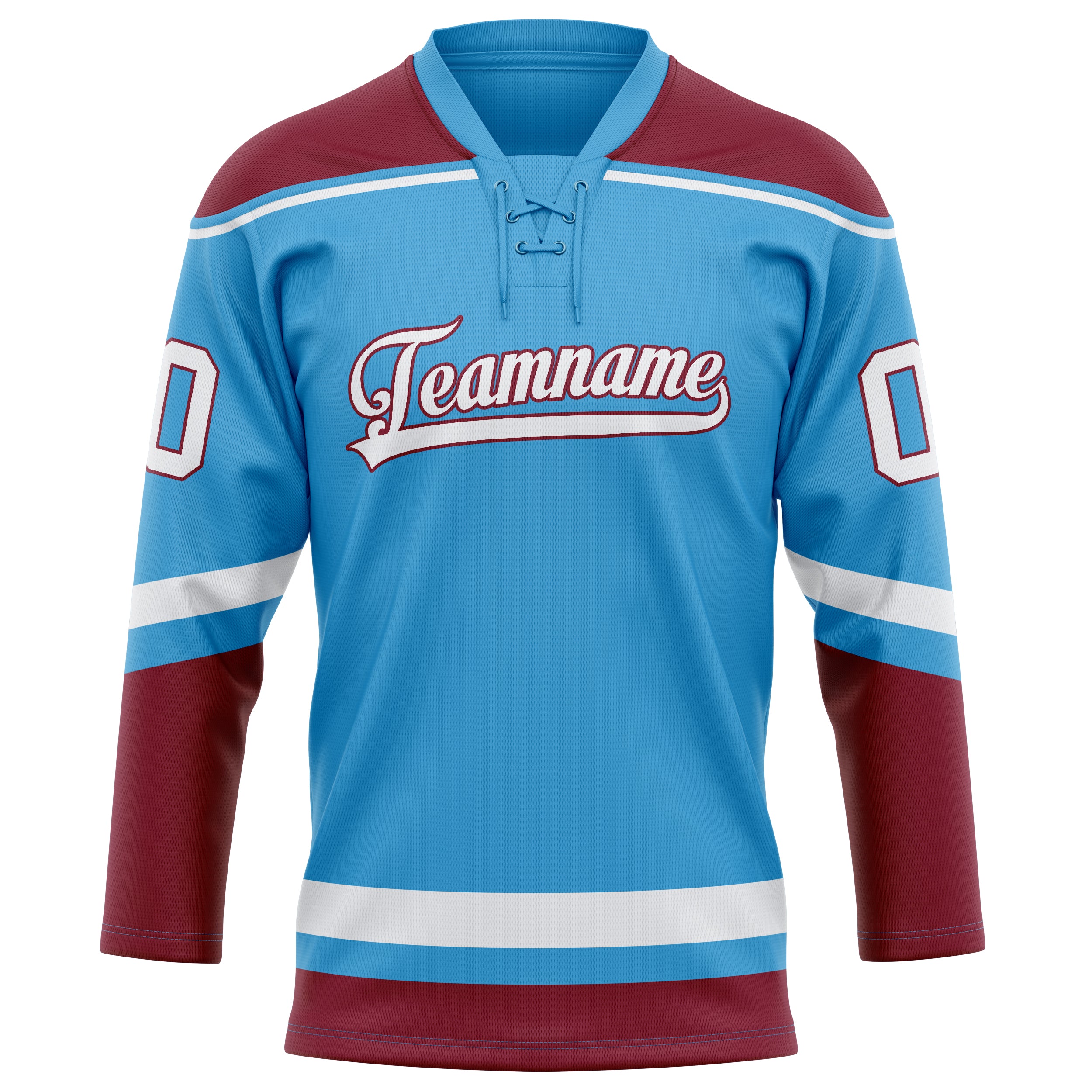 Custom Sky Blue Maroon Solid Colour Hockey Jersey