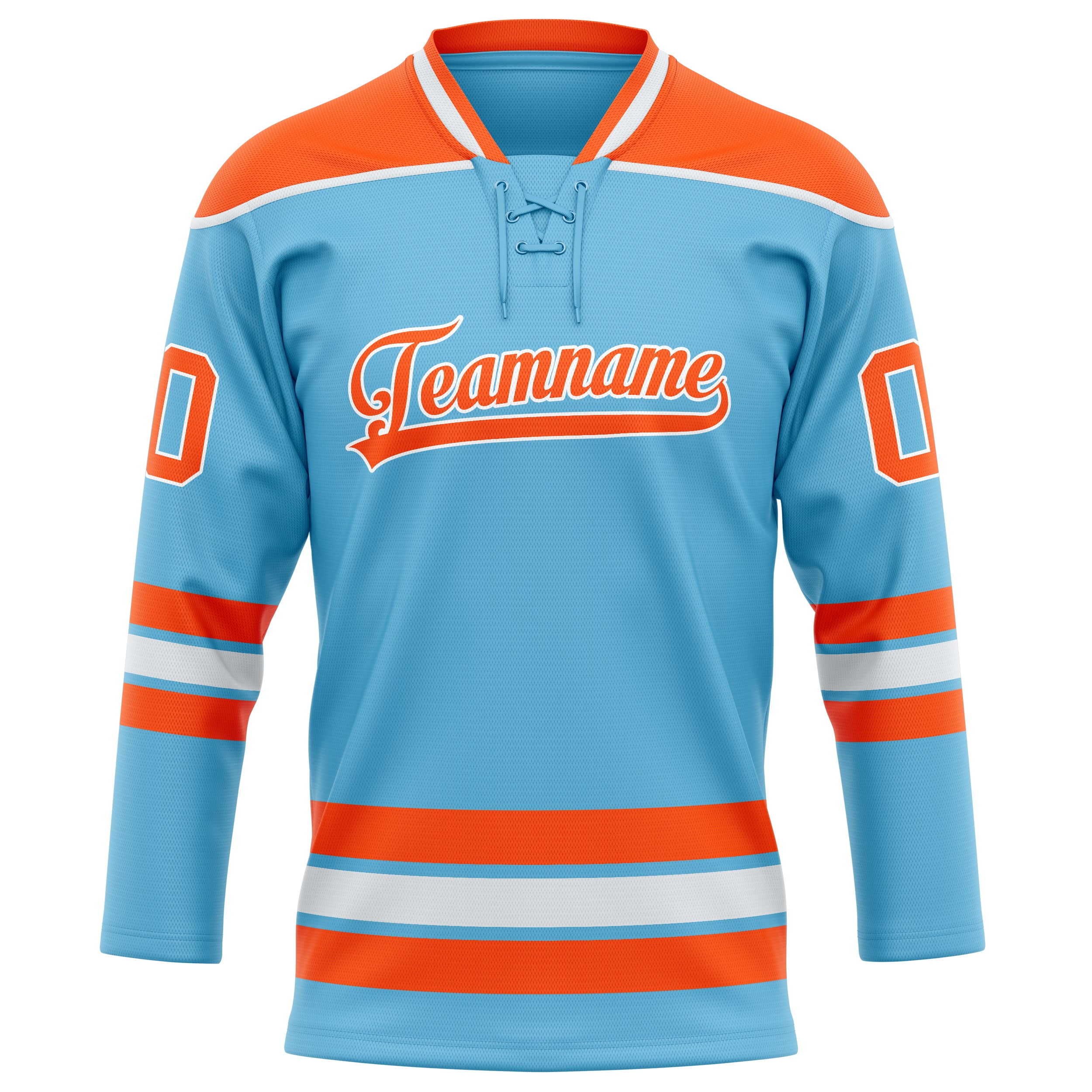 Custom Sky Blue Orange Solid Colour Hockey Jersey