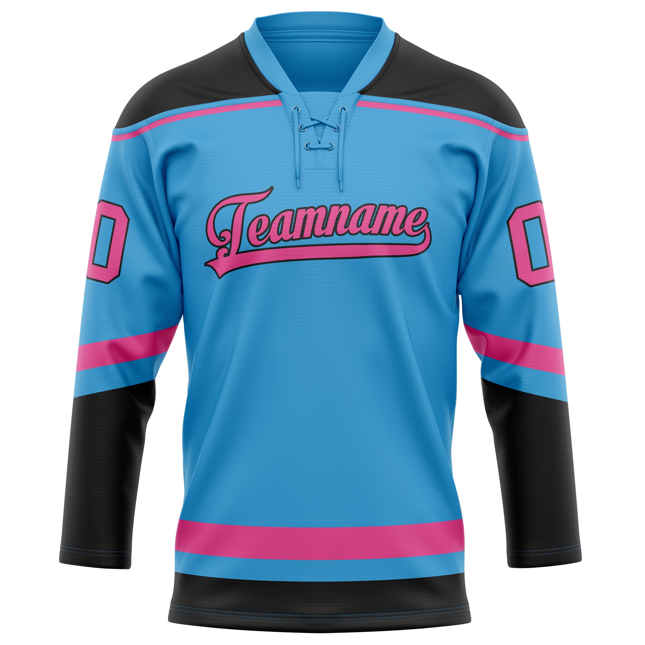 Custom Sky Blue Pink Solid Colour Hockey Jersey