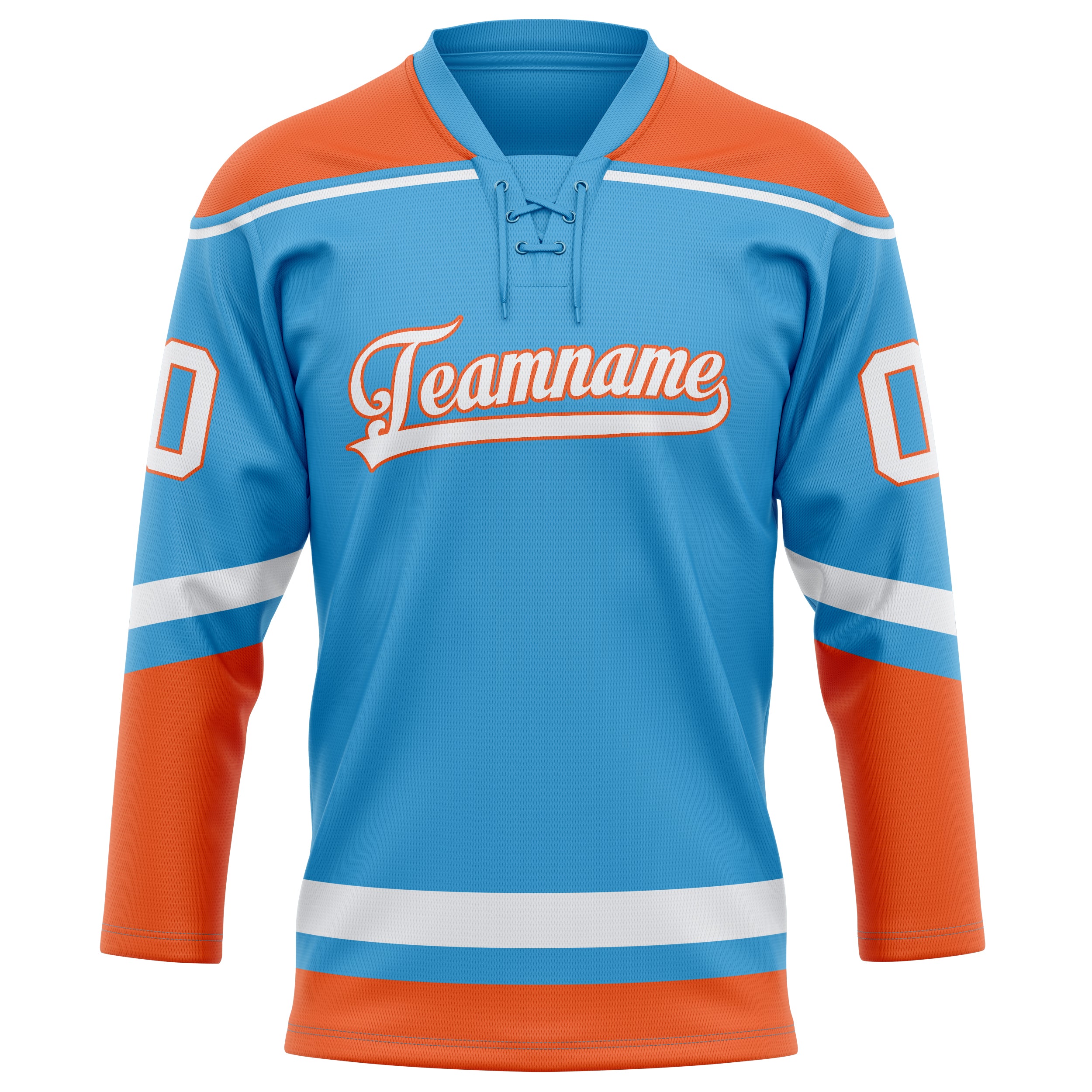 Custom Sky Blue Orange Solid Colour Hockey Jersey