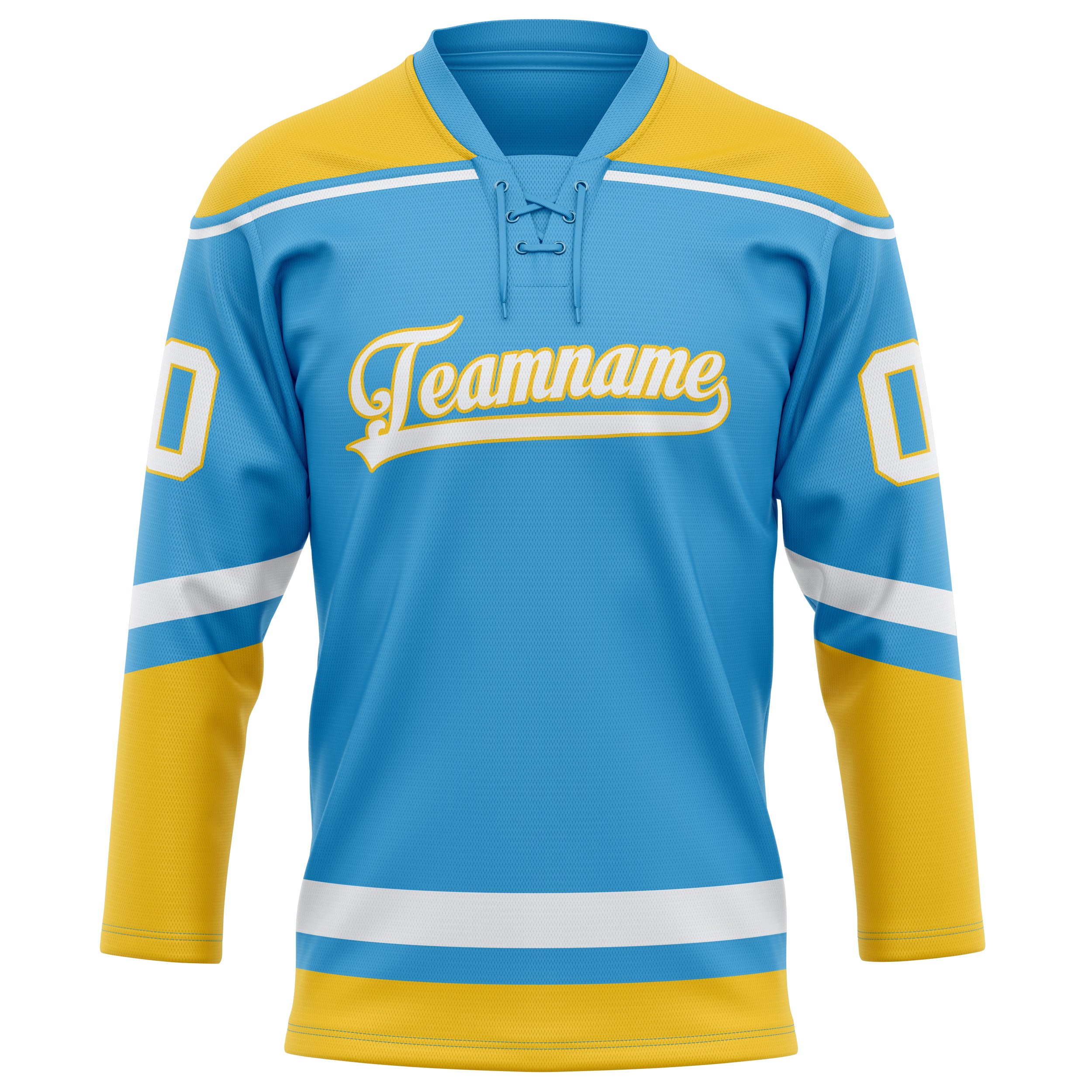 Custom Sky Blue Gold Solid Colour Hockey Jersey