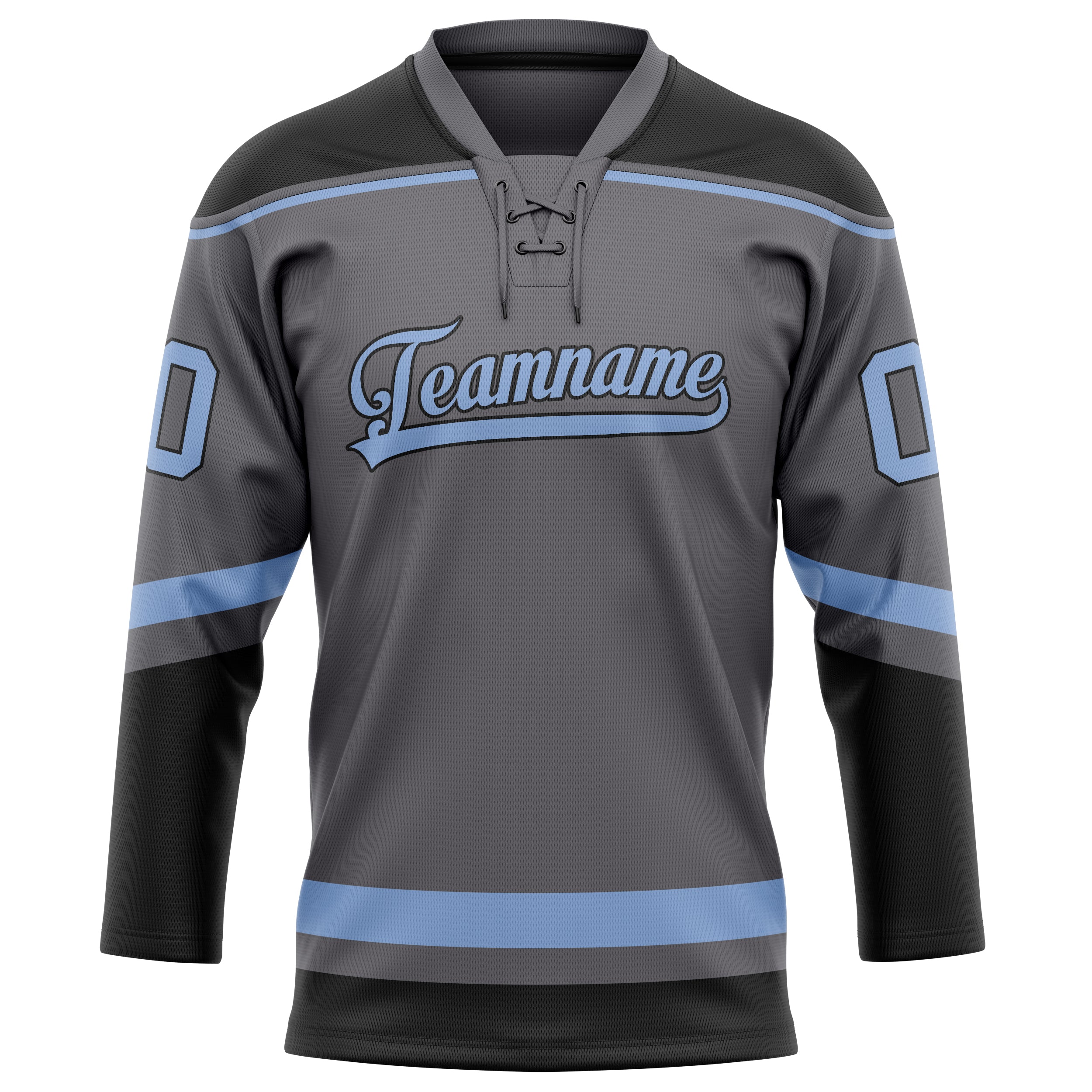 Custom Steel Gray Light Blue Solid Colour Hockey Jersey