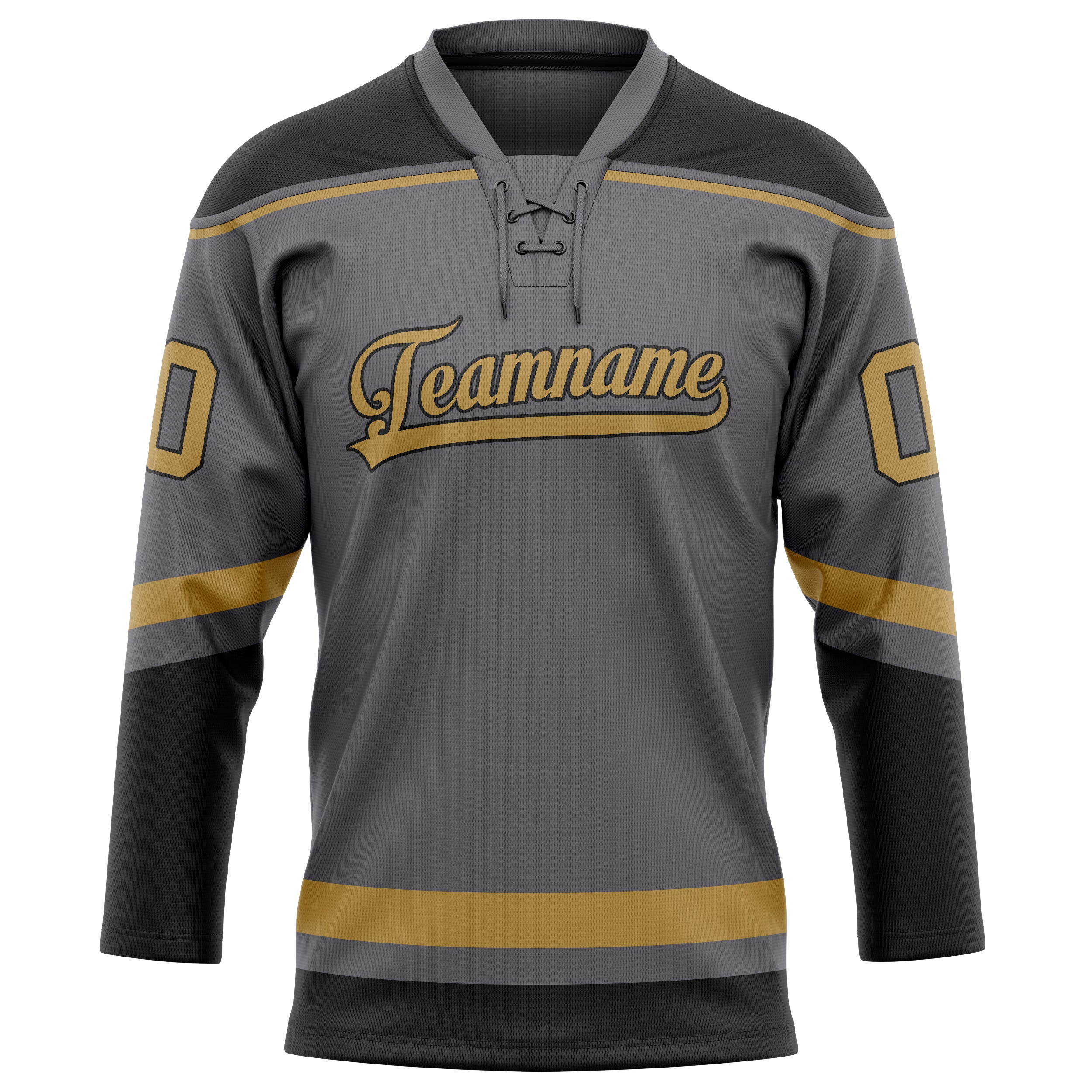 Custom Steel Gray Old Gold Solid Colour Hockey Jersey