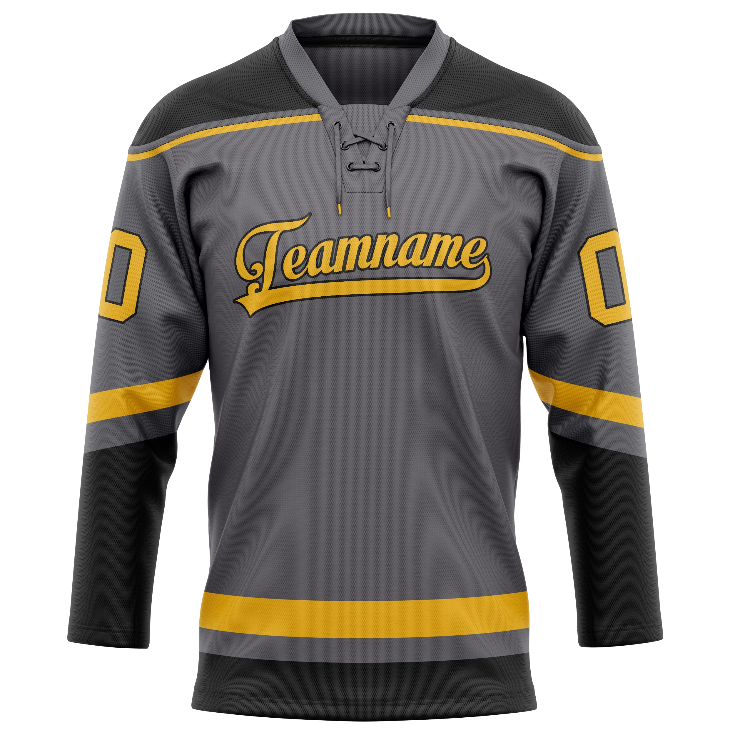 Custom Steel Gray Gold Solid Colour Hockey Jersey