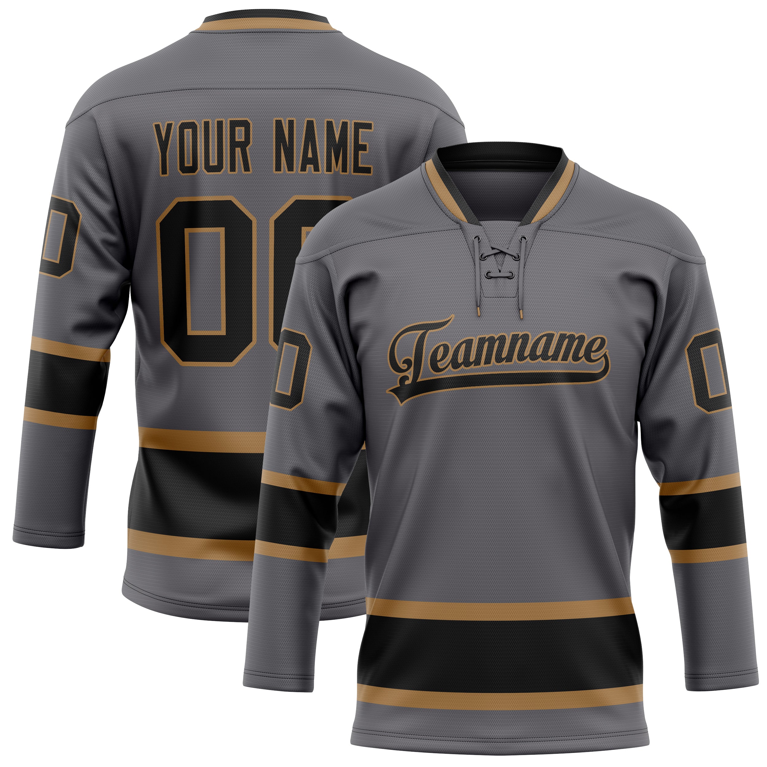Custom Steel Gray Black Solid Colour Hockey Jersey