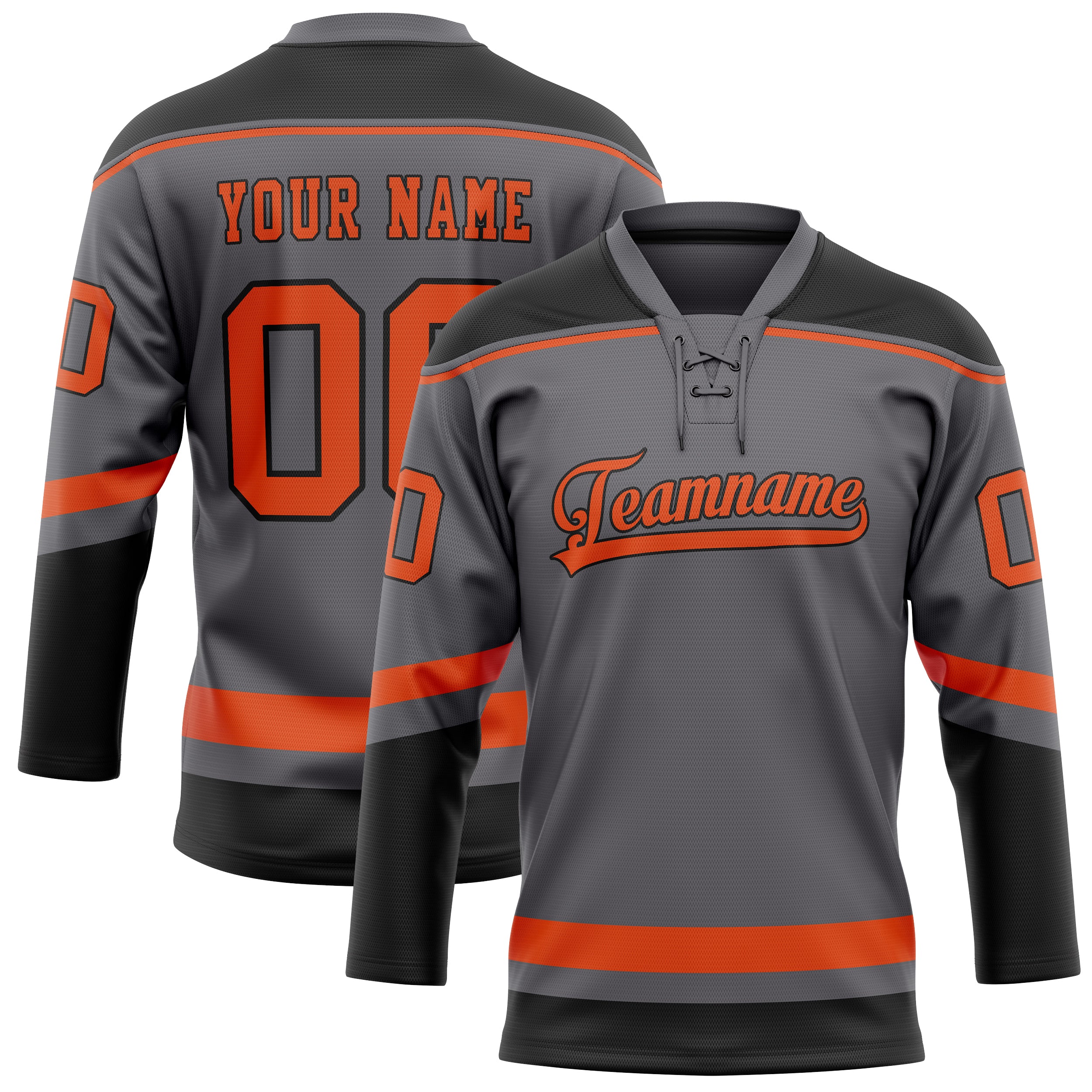 Custom Steel Gray Red Solid Colour Hockey Jersey