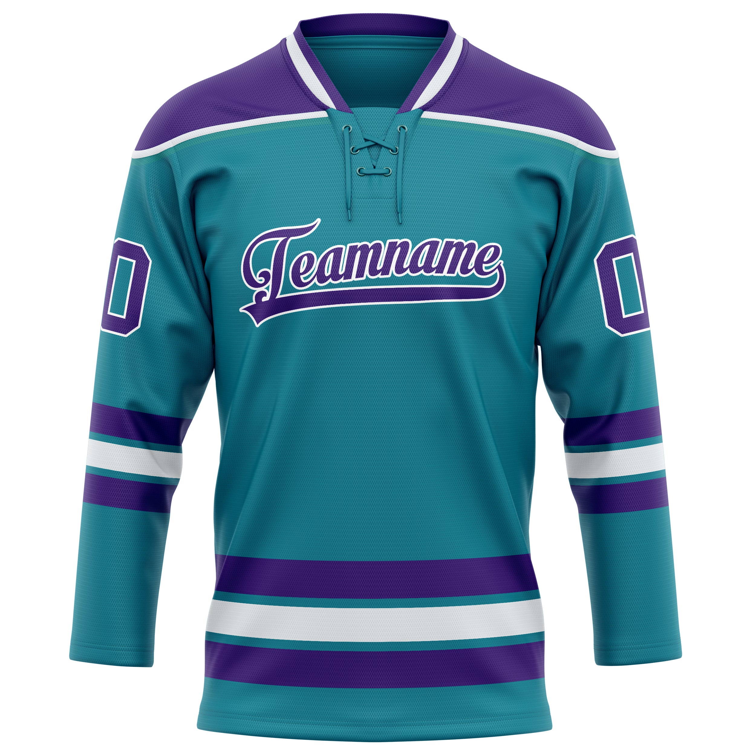 Custom Teal Purple Solid Colour Hockey Jersey