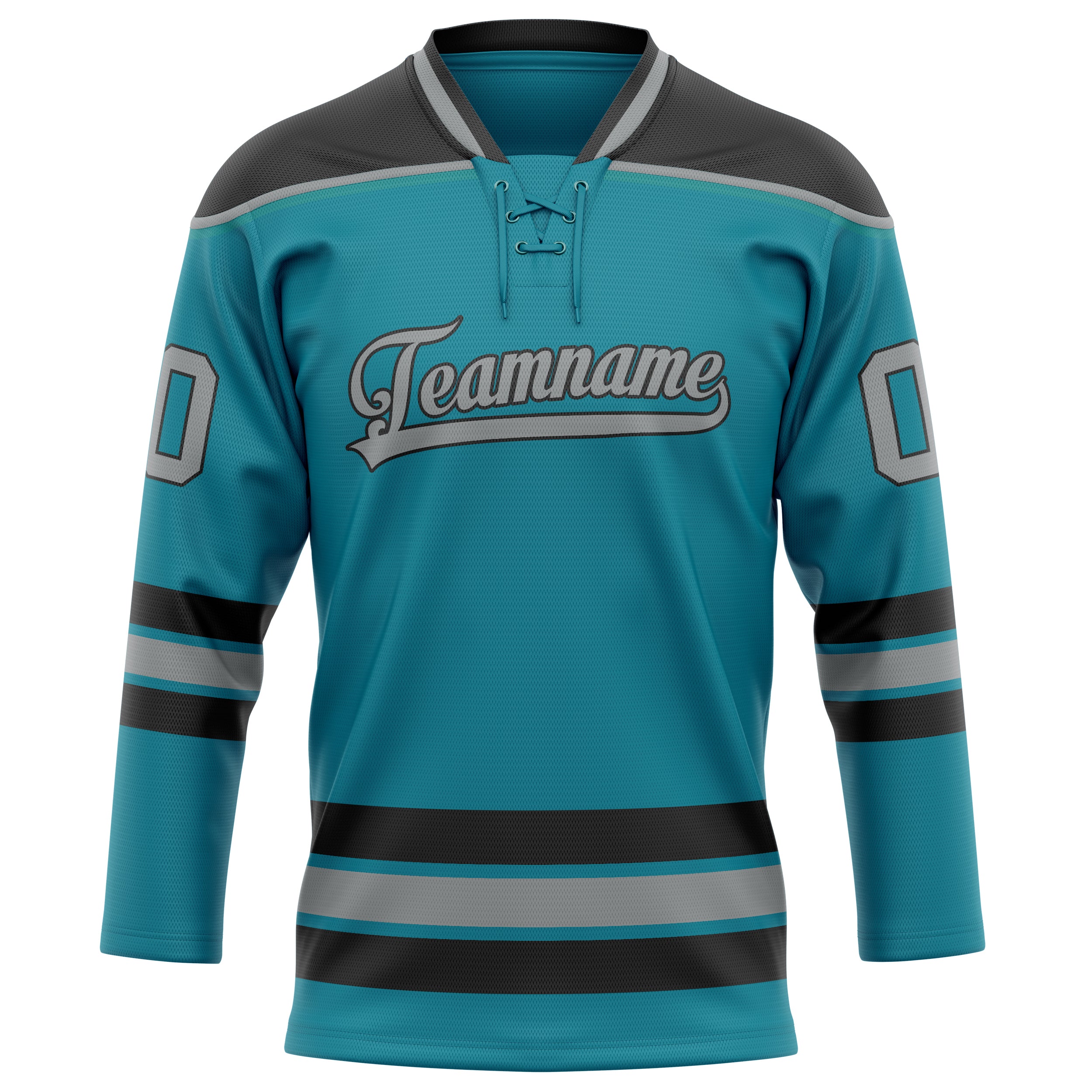 Custom Teal Gray Solid Colour Hockey Jersey
