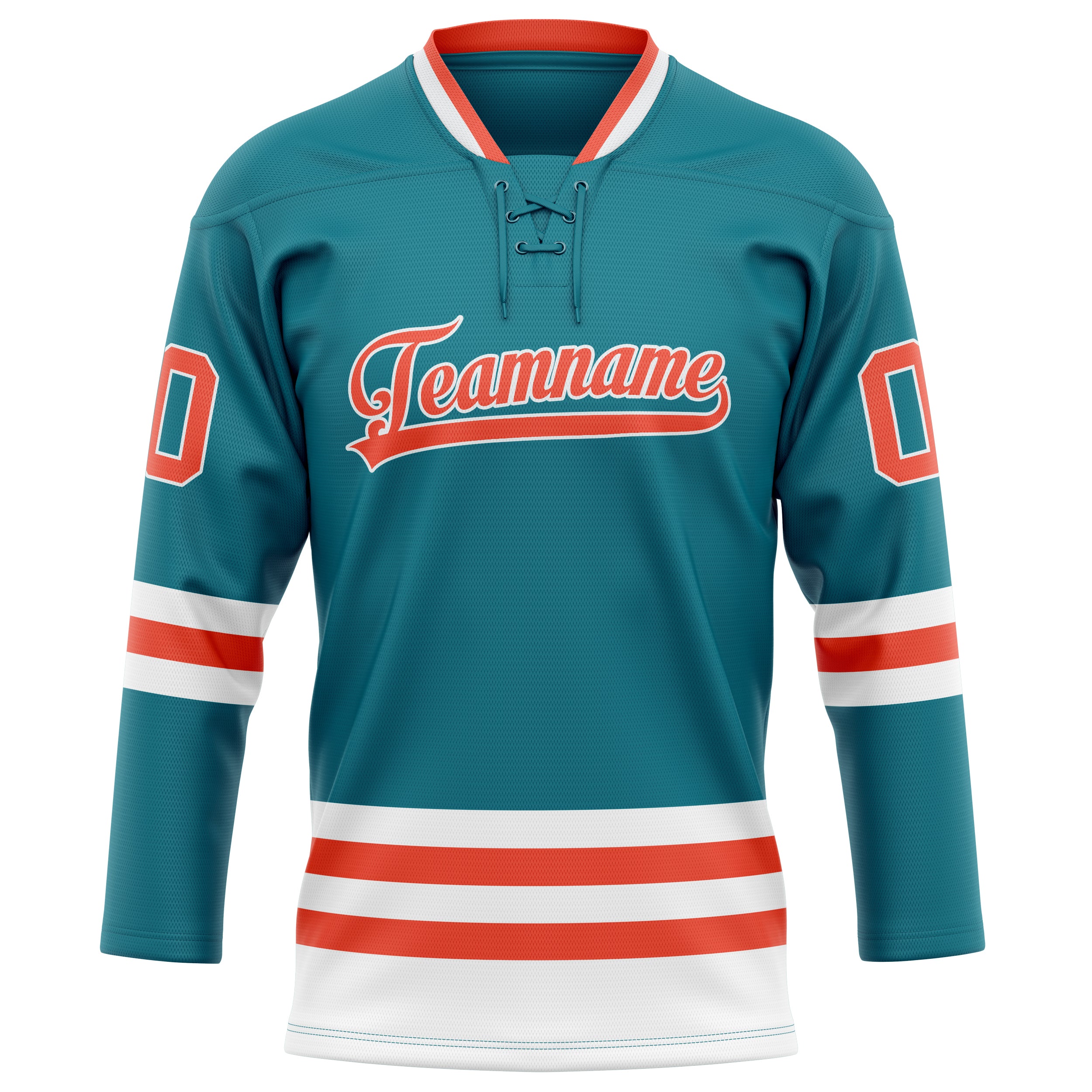 Custom Teal Orange Solid Colour Hockey Jersey