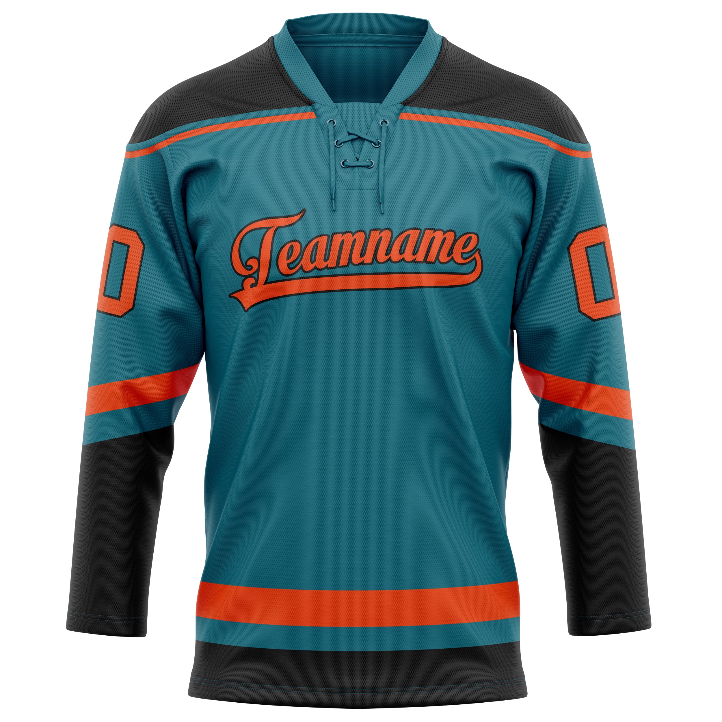 Custom Teal Orange Solid Colour Hockey Jersey