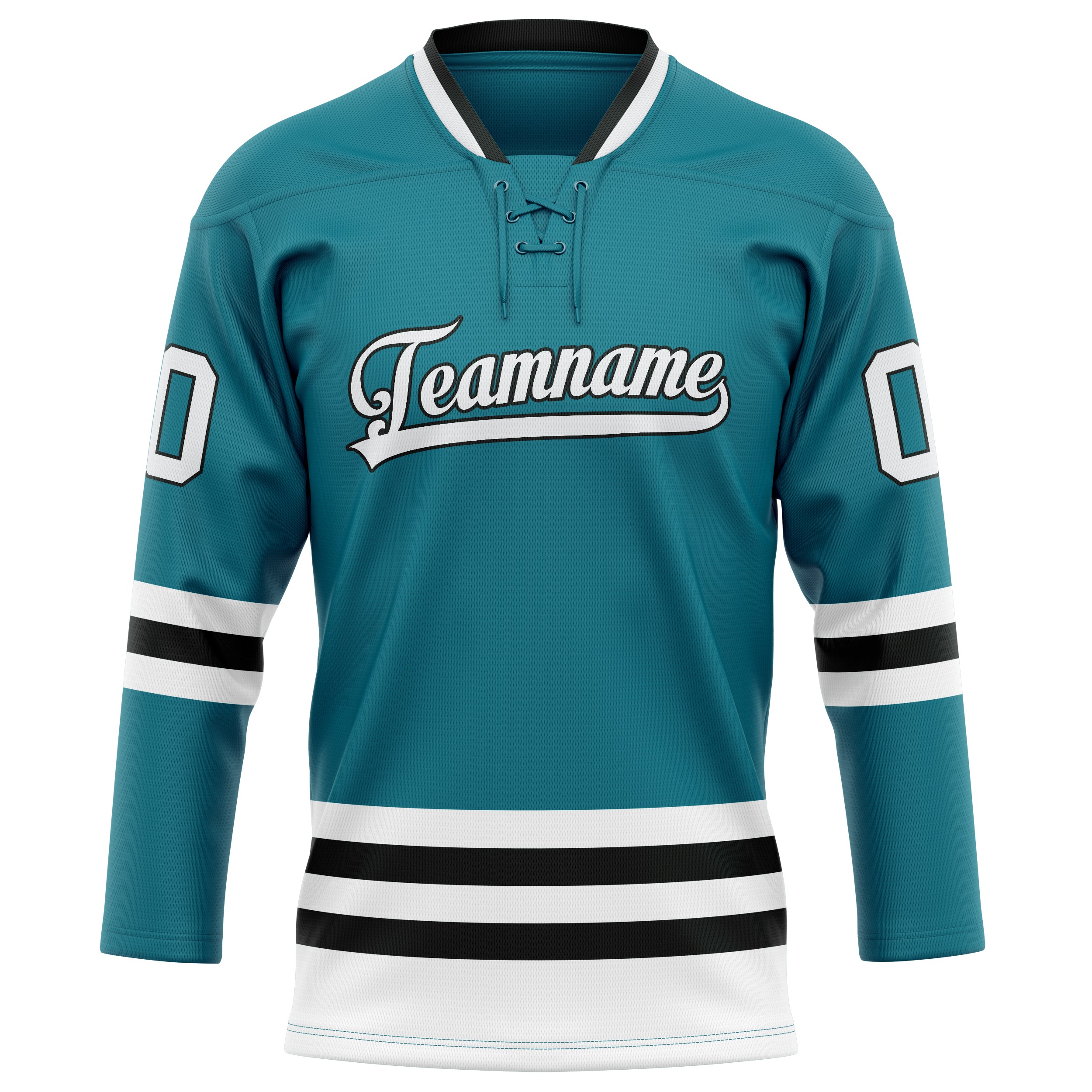 Custom Teal White Solid Colour Hockey Jersey