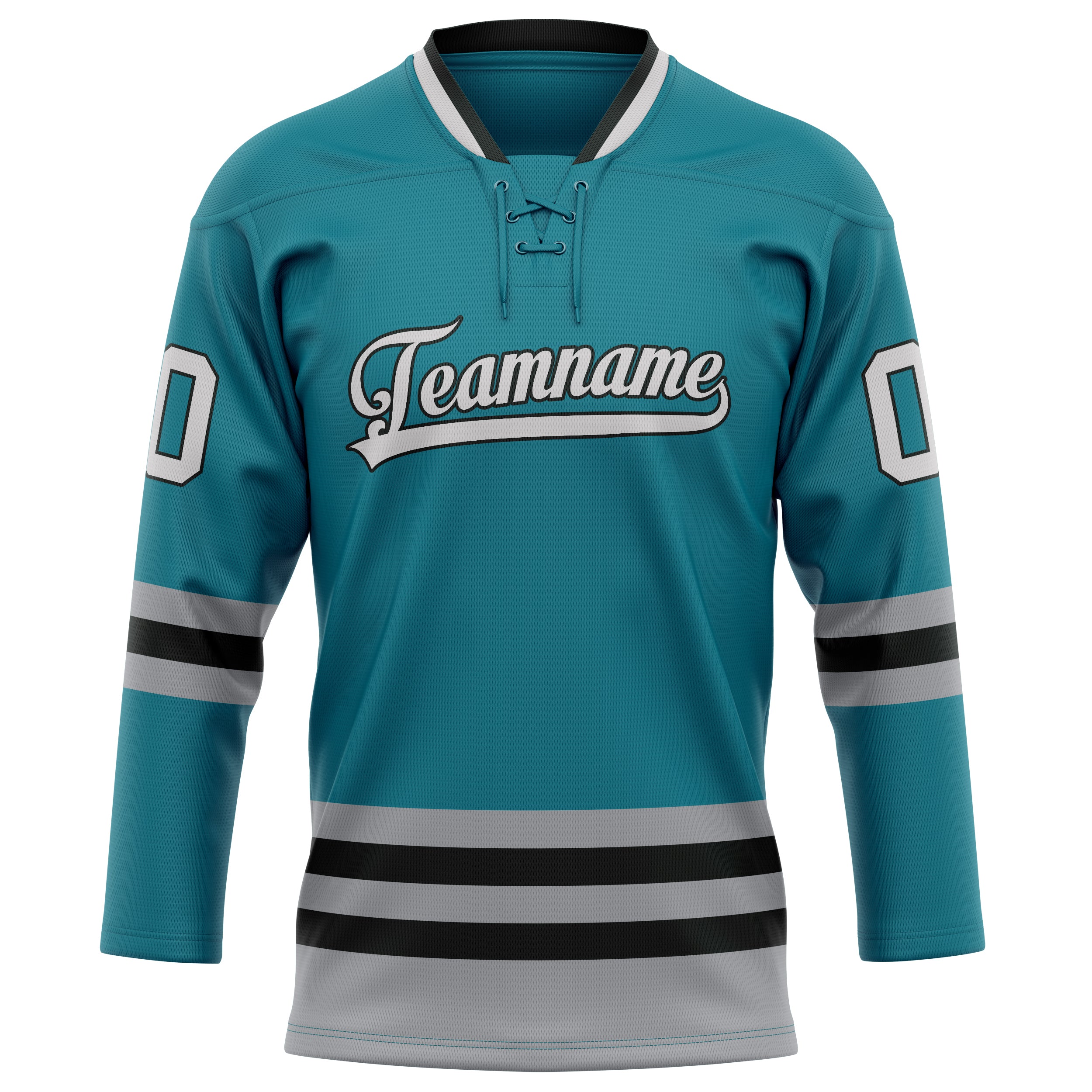 Custom Teal Gray Solid Colour Hockey Jersey