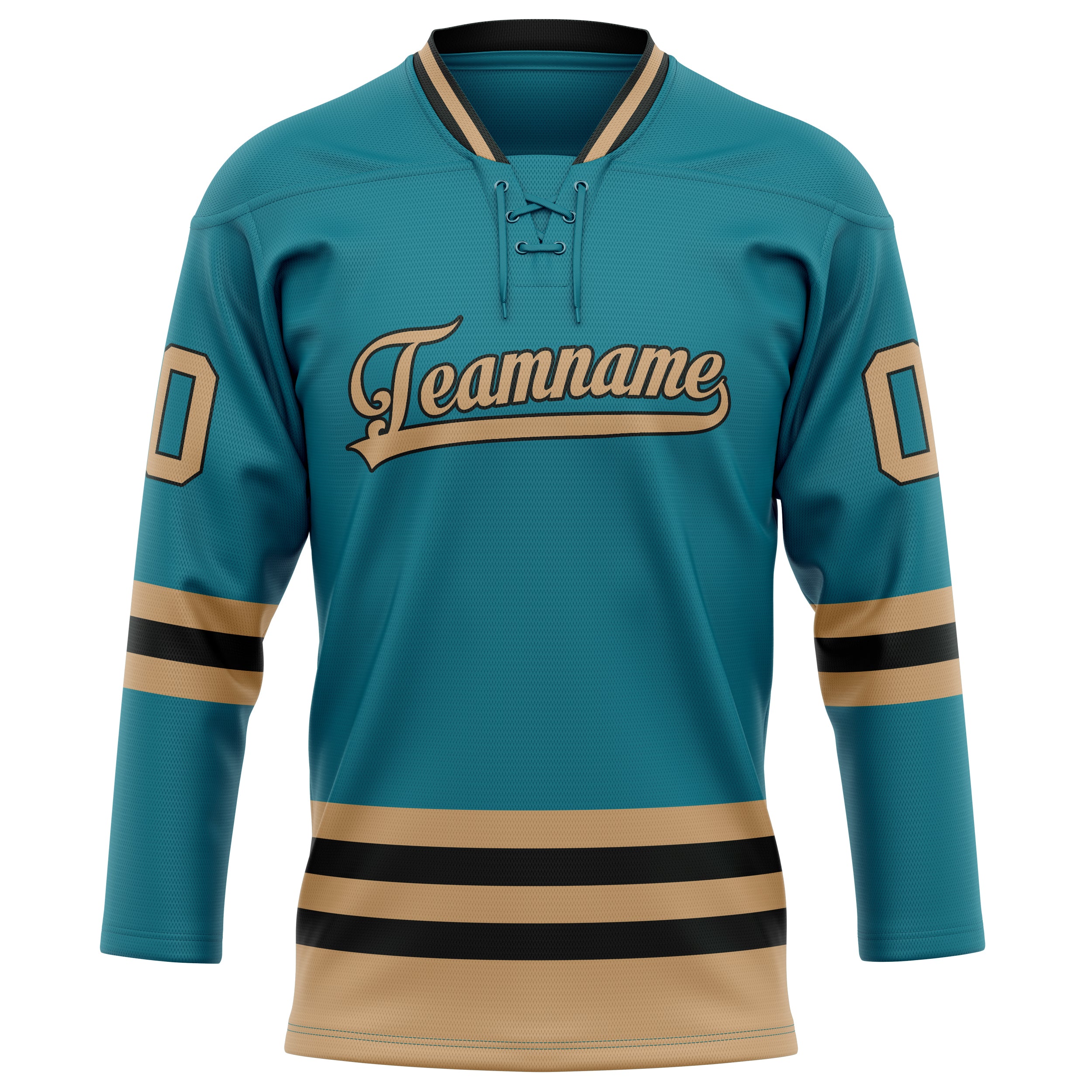 Custom Teal Old Gold Solid Colour Hockey Jersey