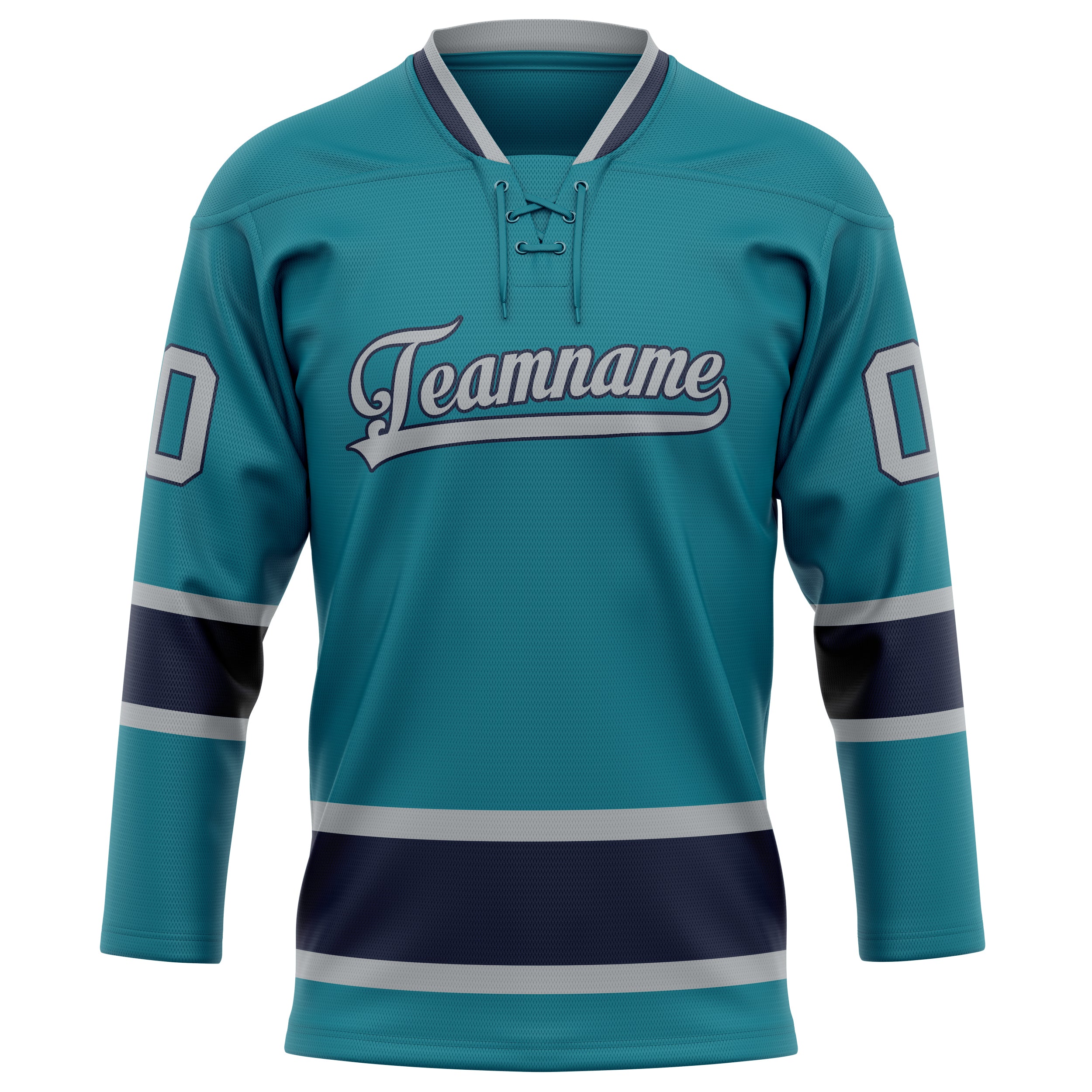 Custom Teal Gray Solid Colour Hockey Jersey