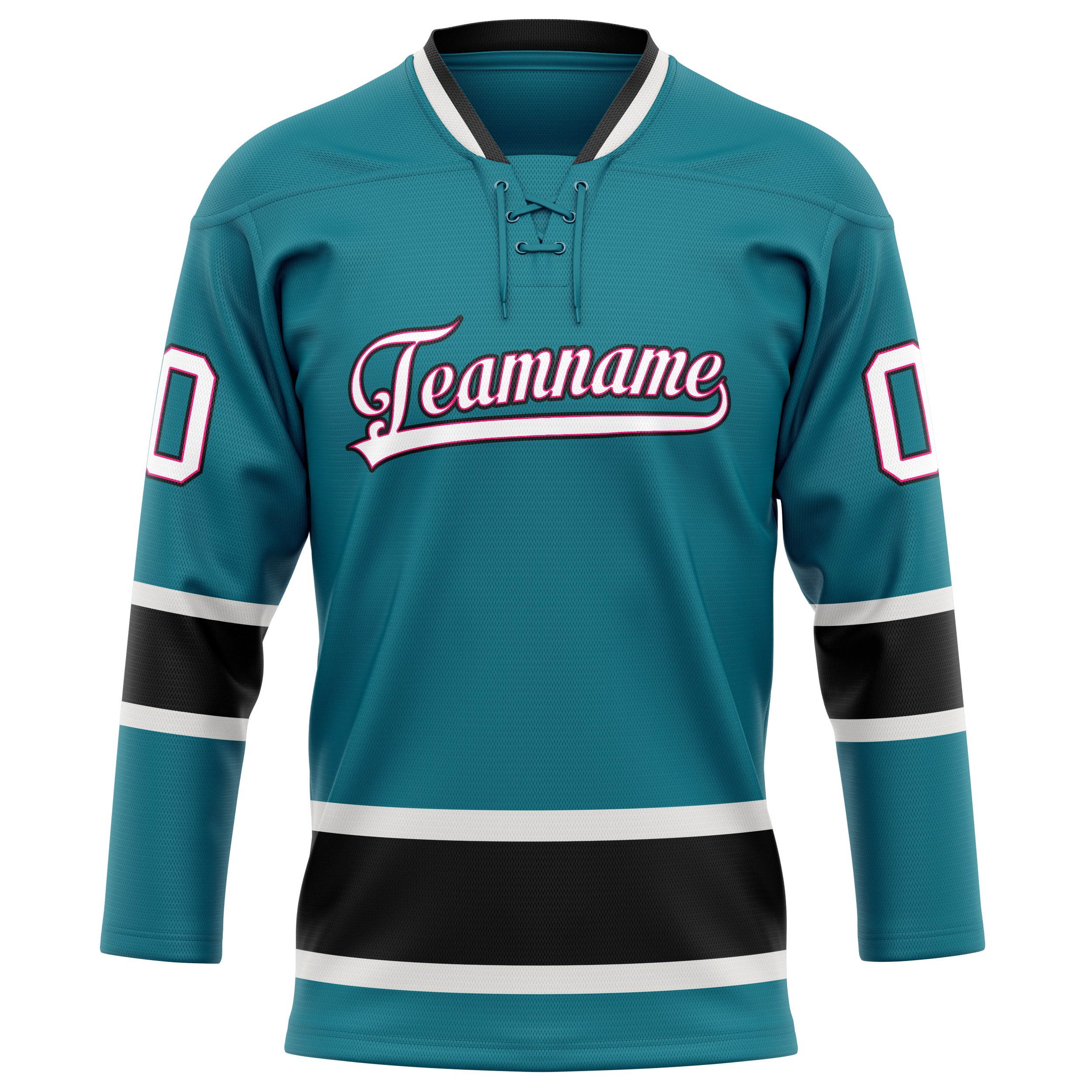 Custom Teal White Solid Colour Hockey Jersey