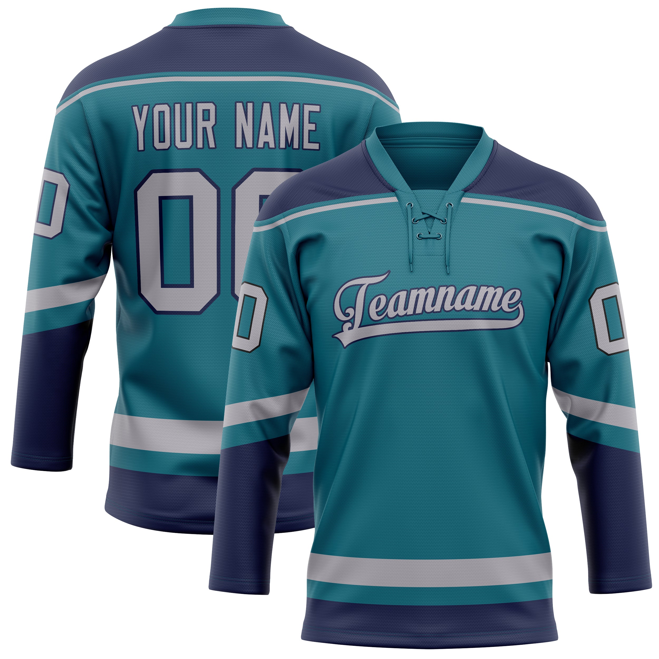 Custom Teal Navy Solid Colour Hockey Jersey