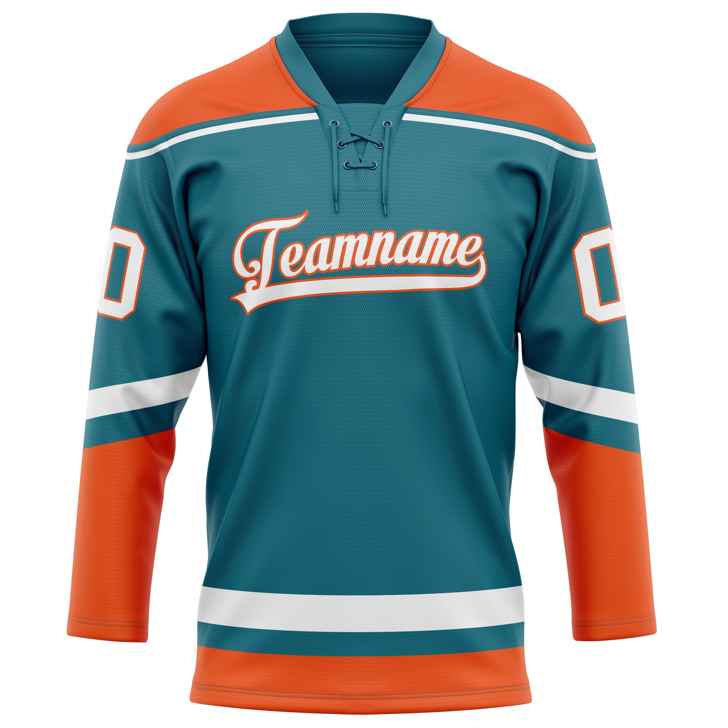 Custom Teal Orange Solid Colour Hockey Jersey