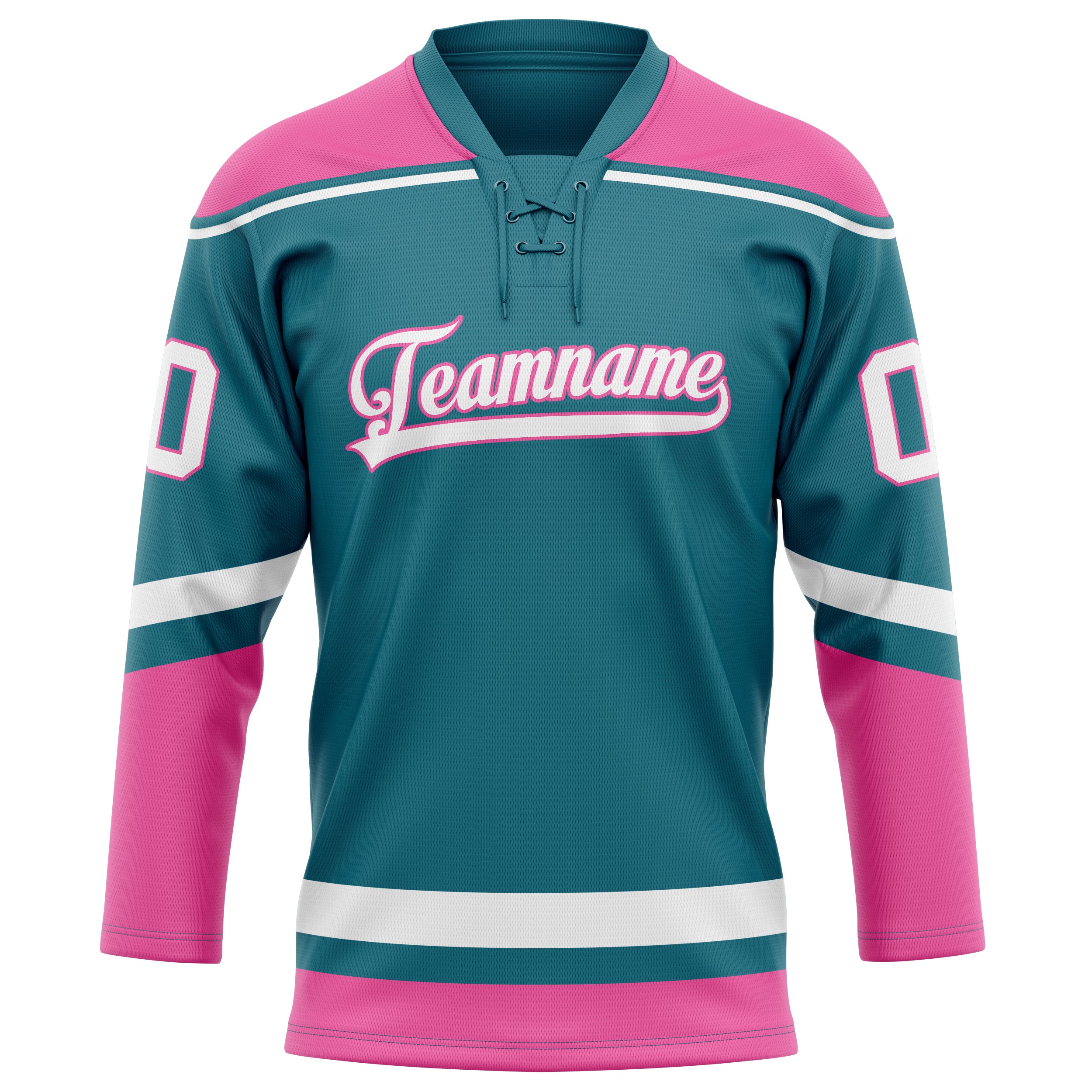 Custom Teal Pink Solid Colour Hockey Jersey