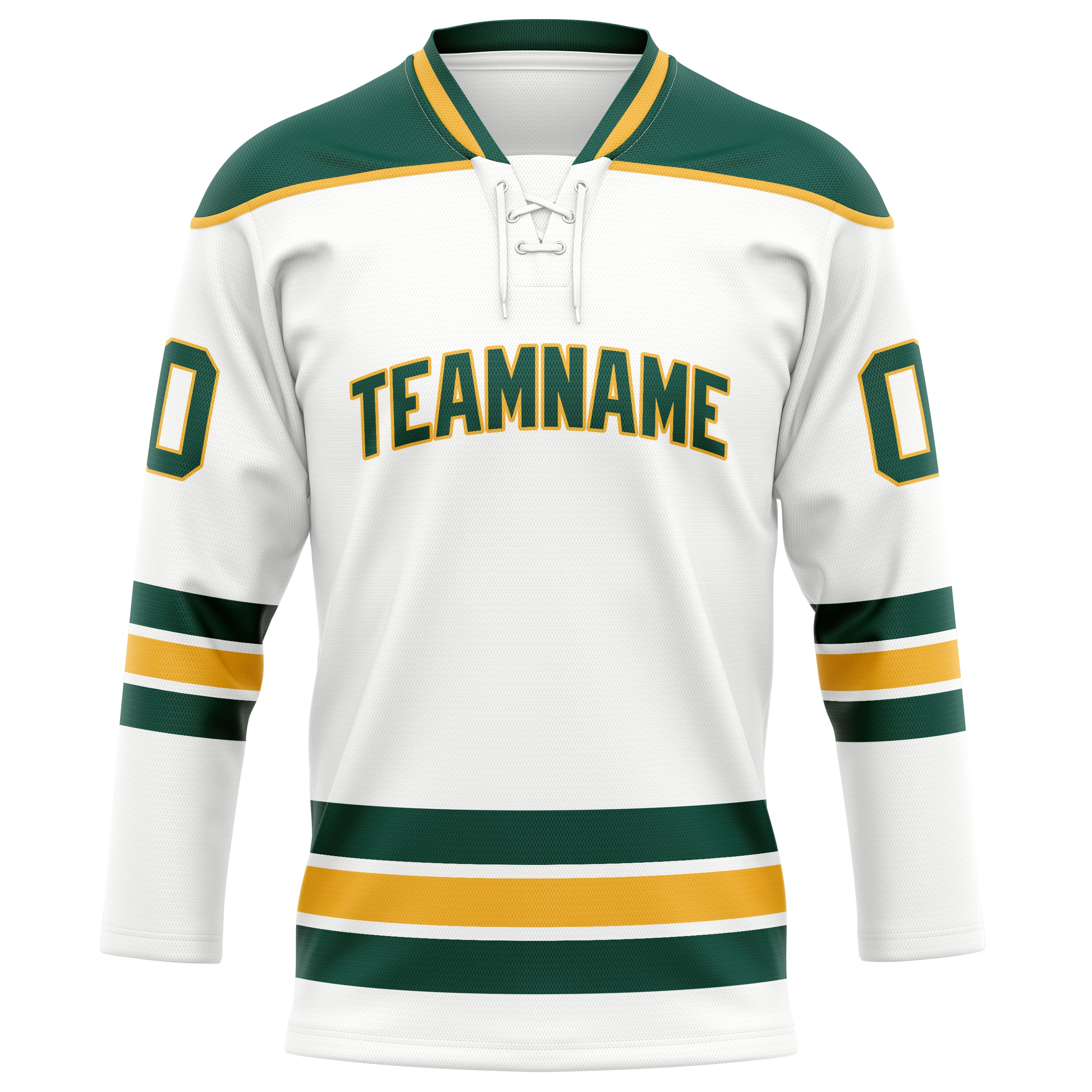 Custom White Kelly Green Solid Colour Hockey Jersey