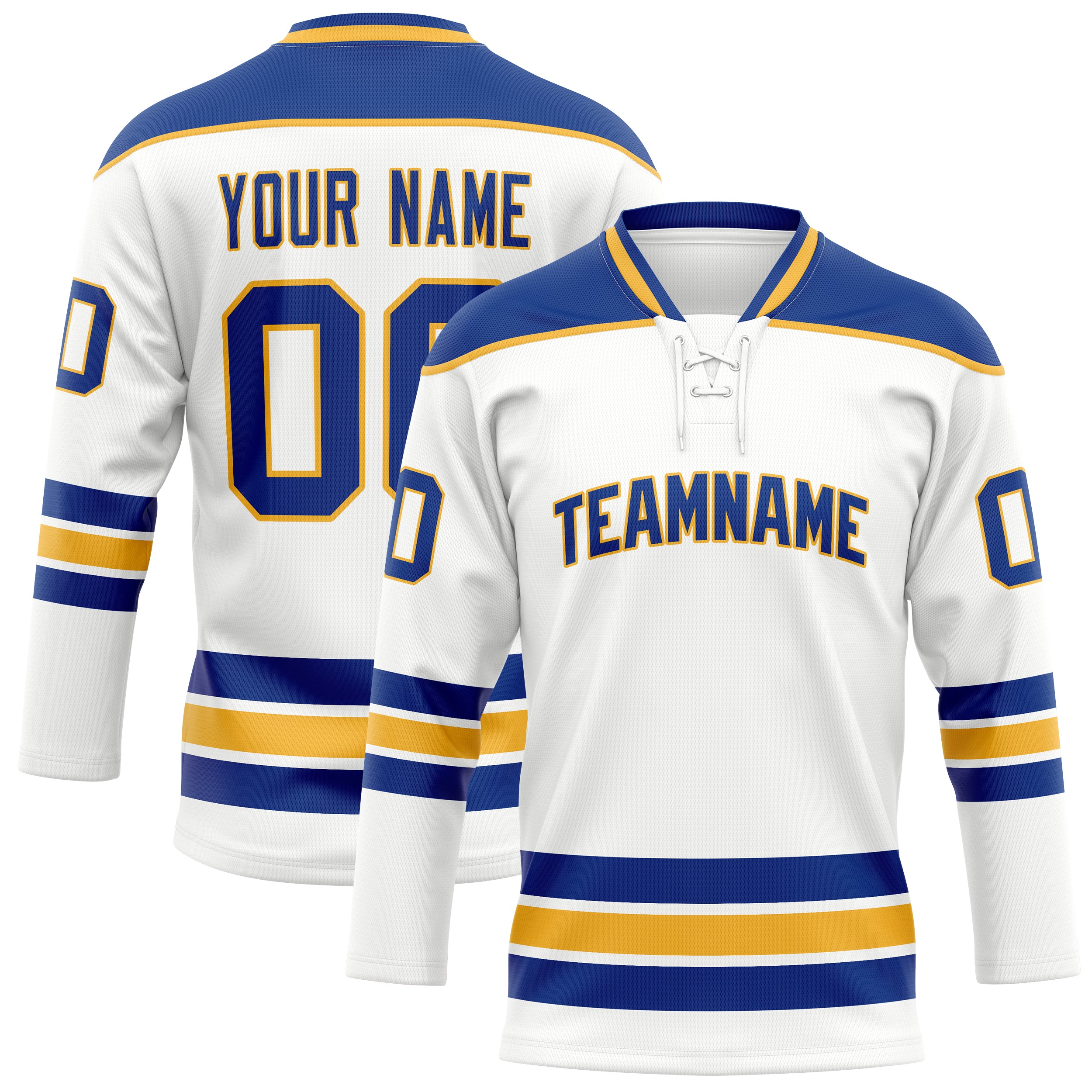 Custom White Royal Solid Colour Hockey Jersey