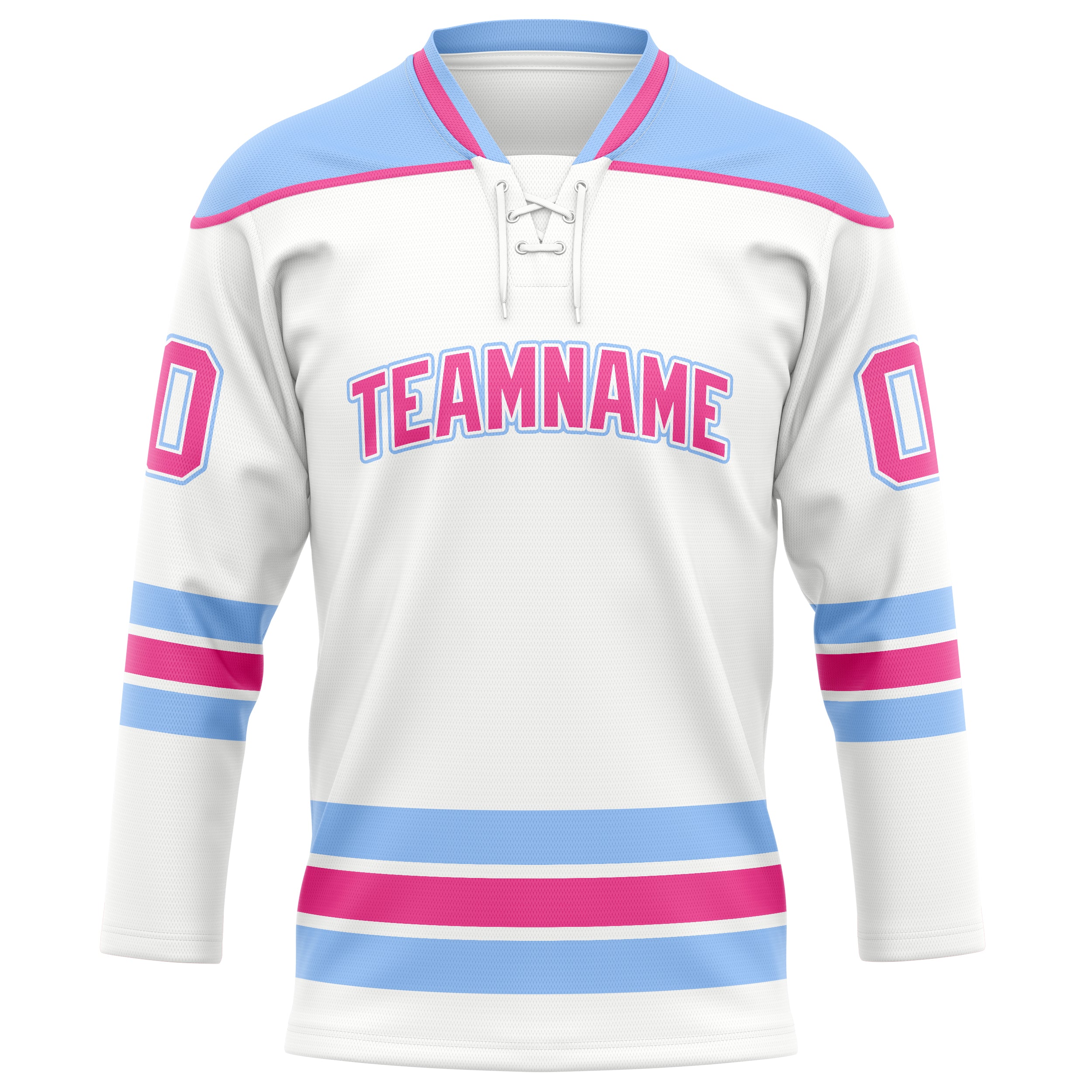 Custom White Light Blue Solid Colour Hockey Jersey