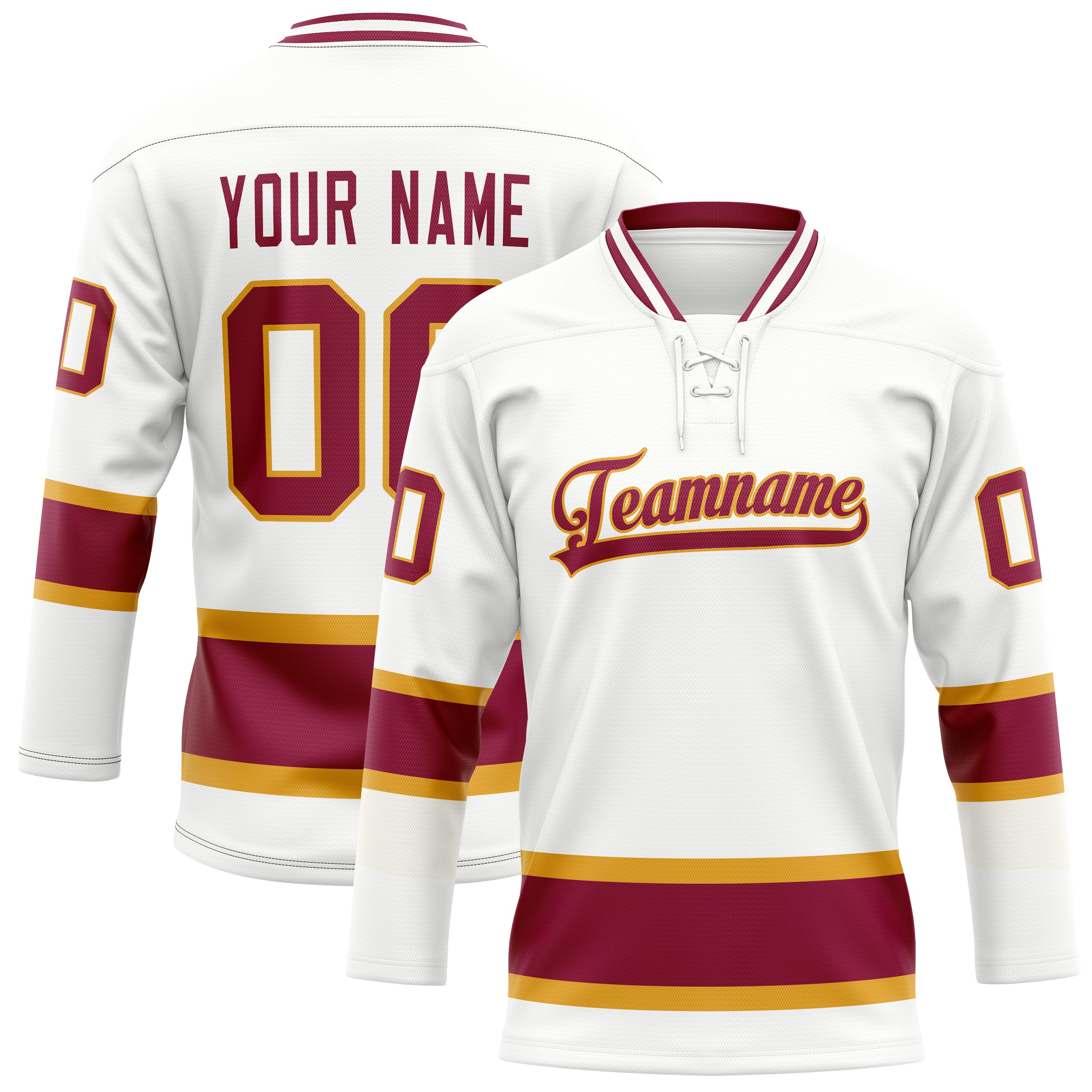 Custom White Red Solid Colour Hockey Jersey
