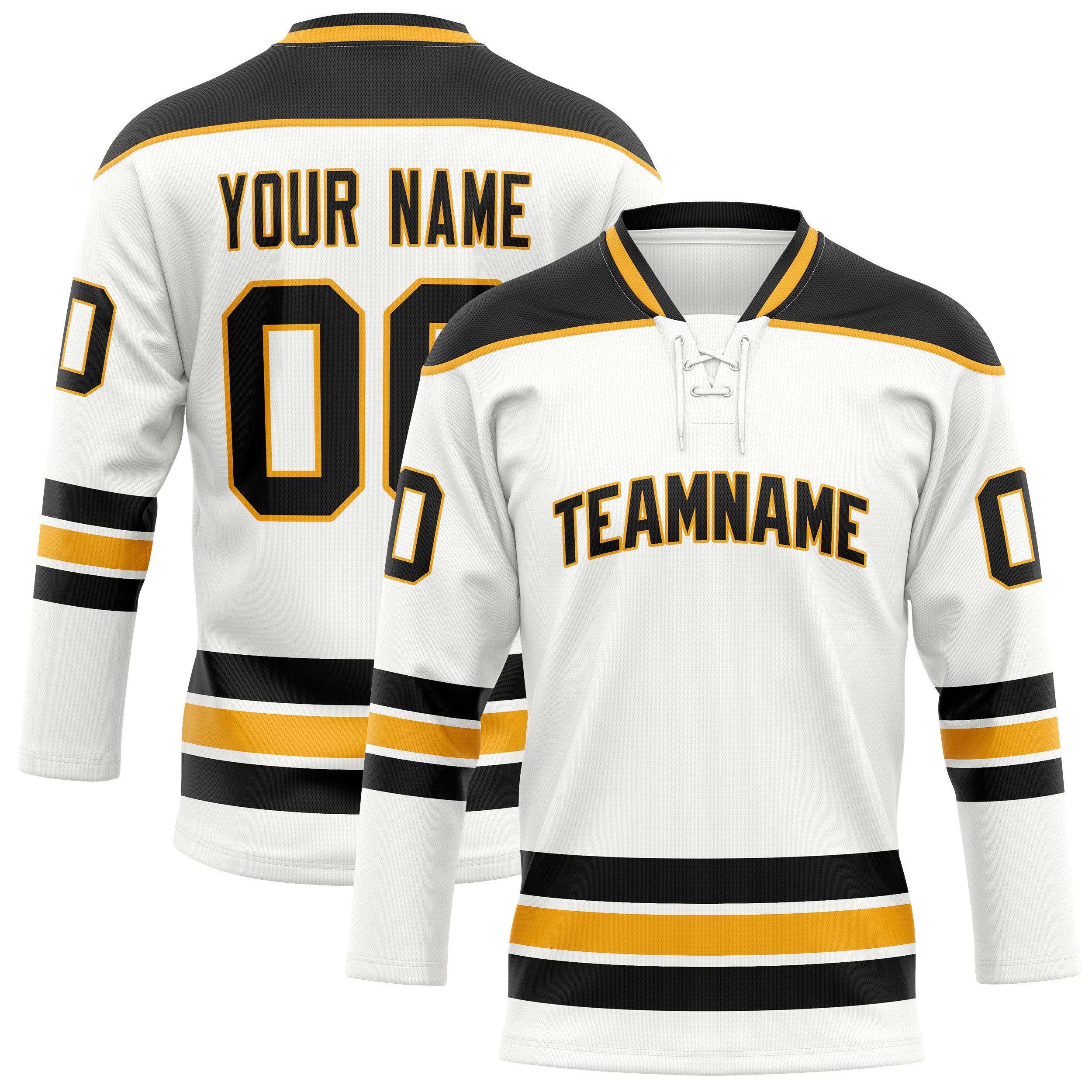 Custom White Black Solid Colour Hockey Jersey