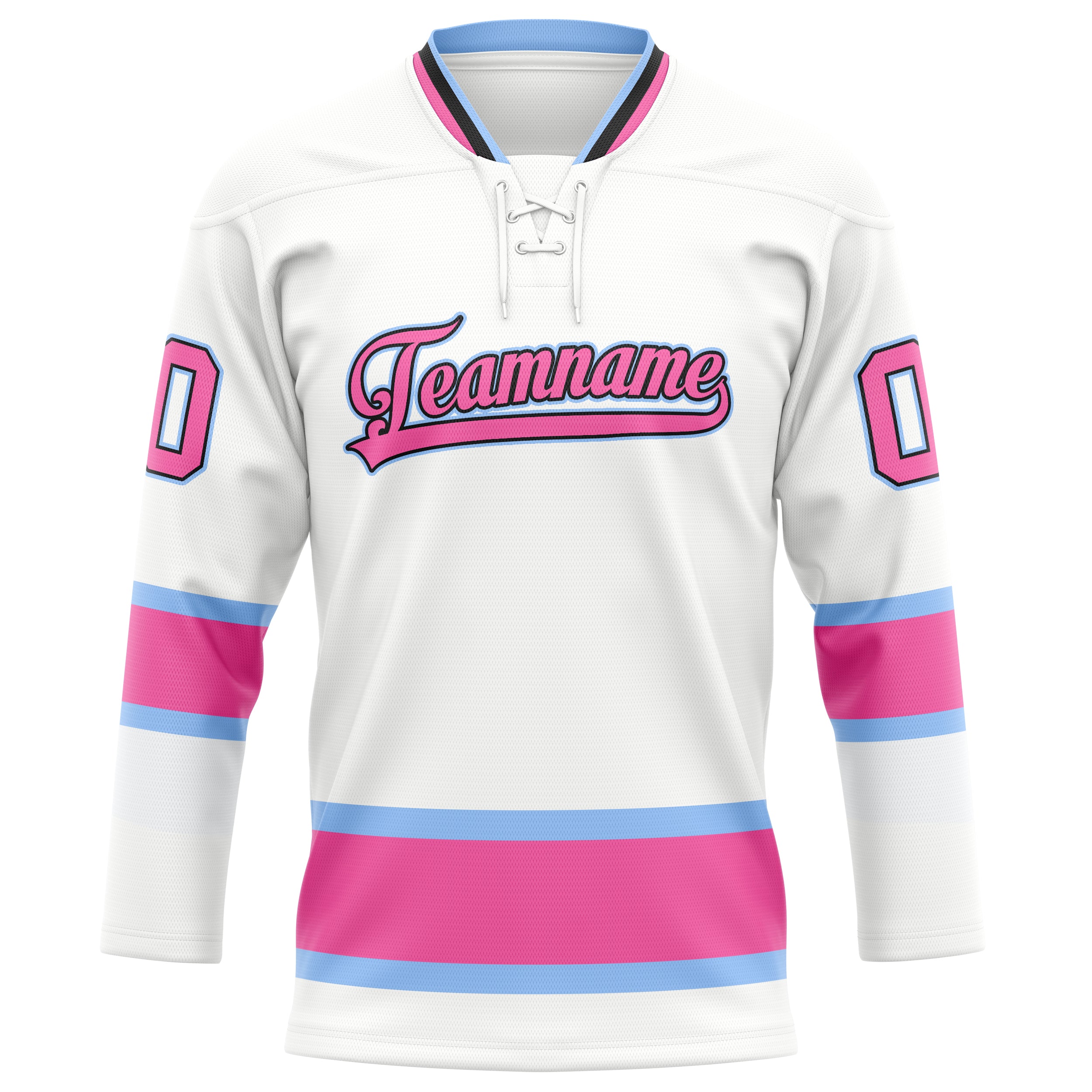 Custom White Pink Solid Colour Hockey Jersey