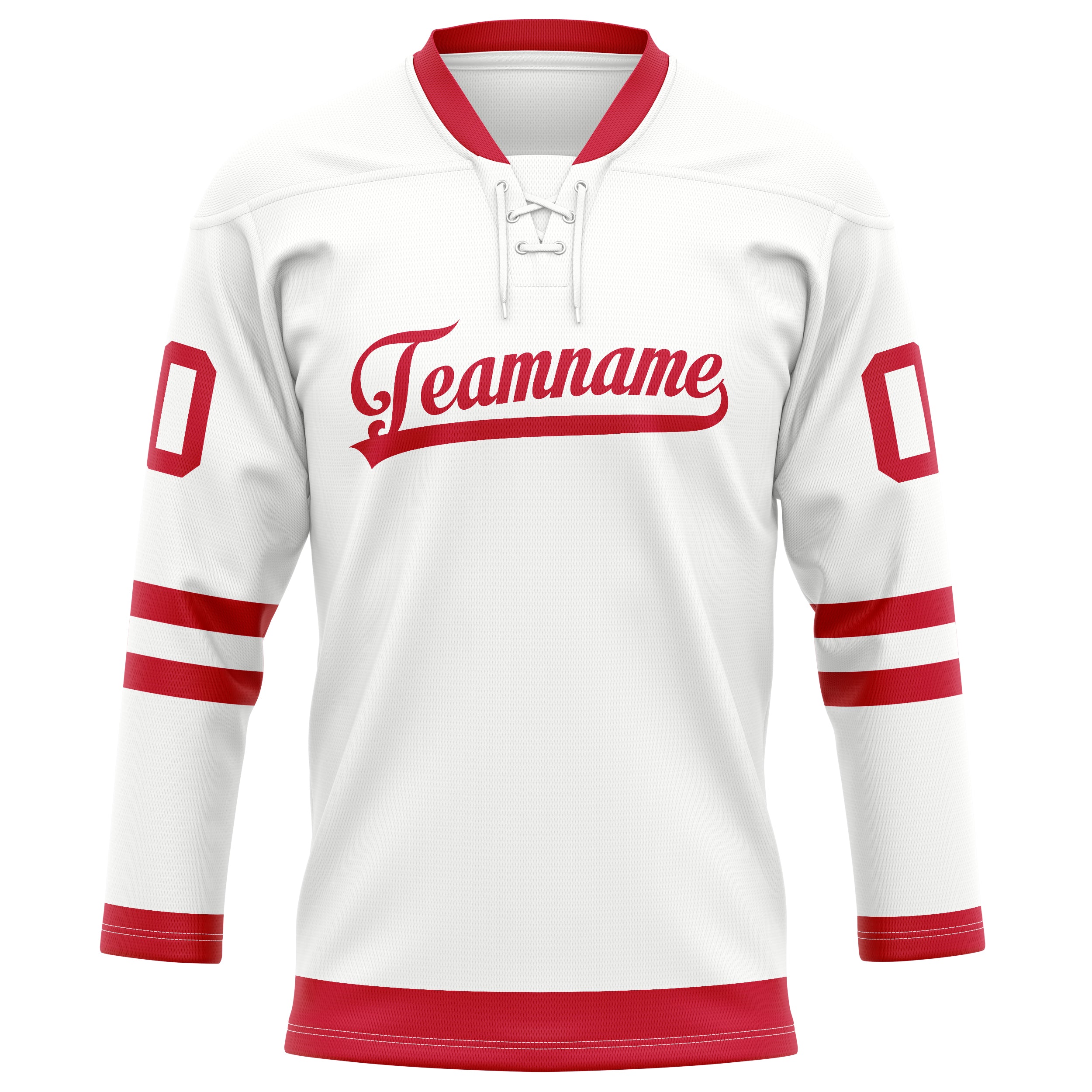 Custom White Red Solid Colour Hockey Jersey