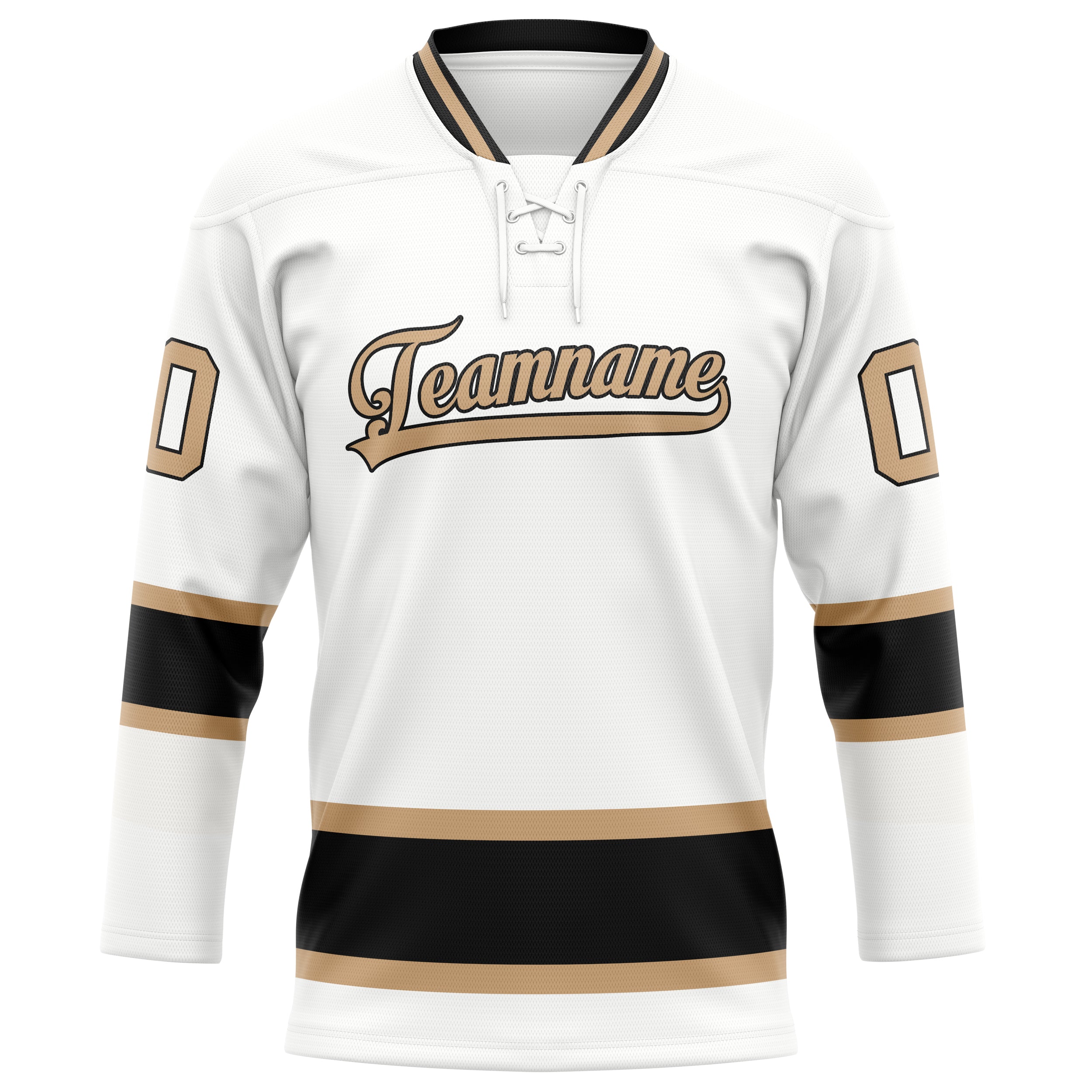 Custom White Old Gold Solid Colour Hockey Jersey