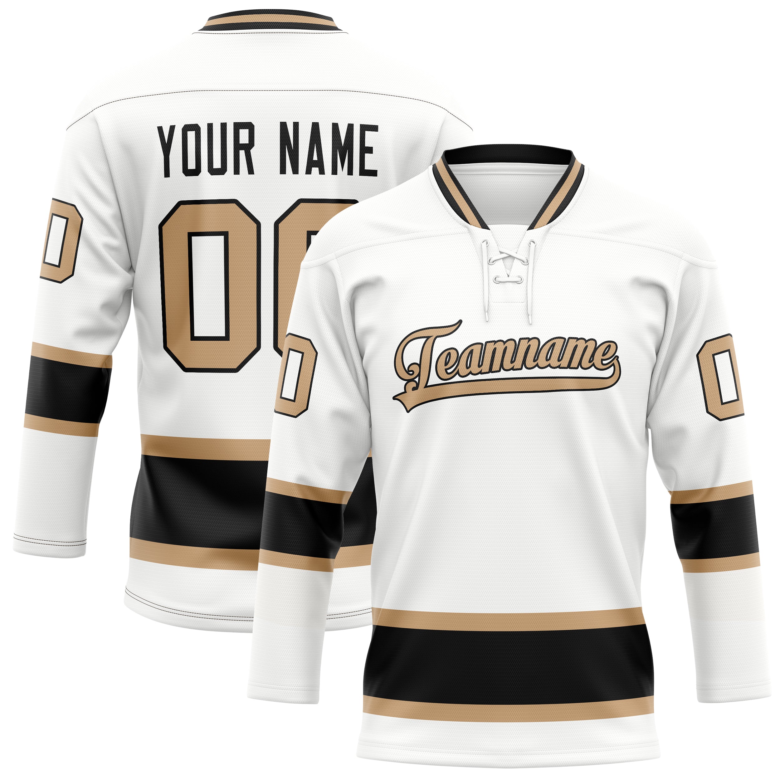 Custom White Old Gold Solid Colour Hockey Jersey