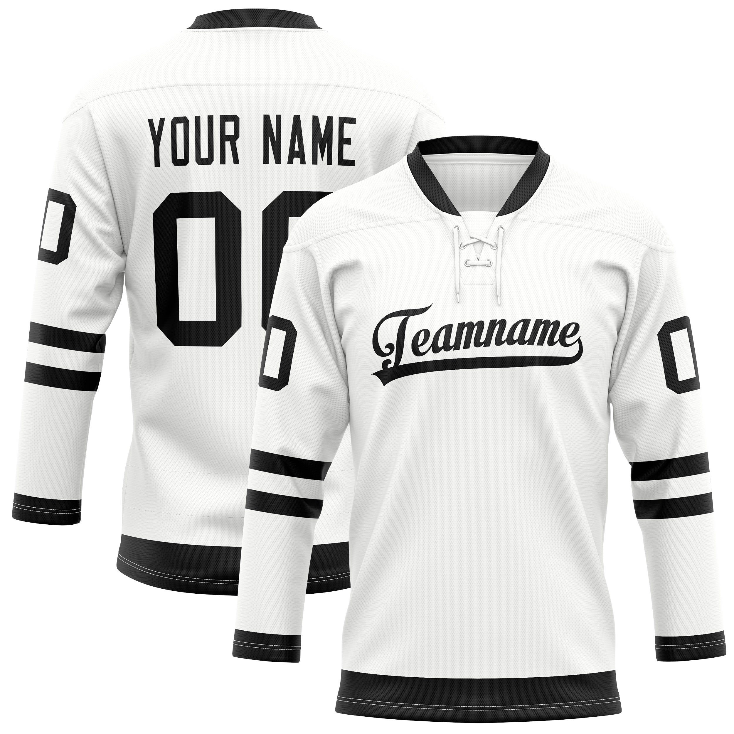 Custom White Black Solid Colour Hockey Jersey