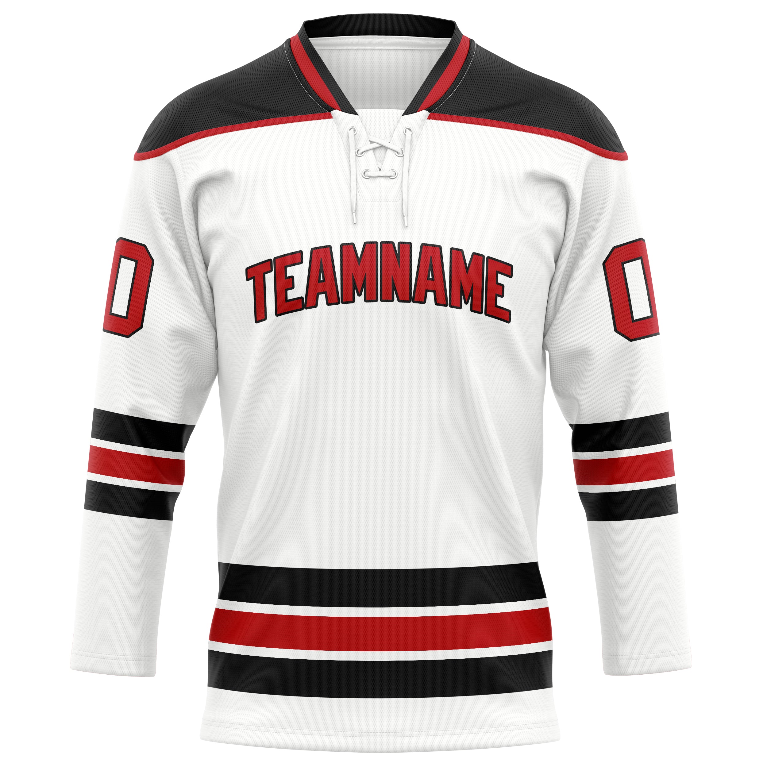 Custom White Red Solid Colour Hockey Jersey