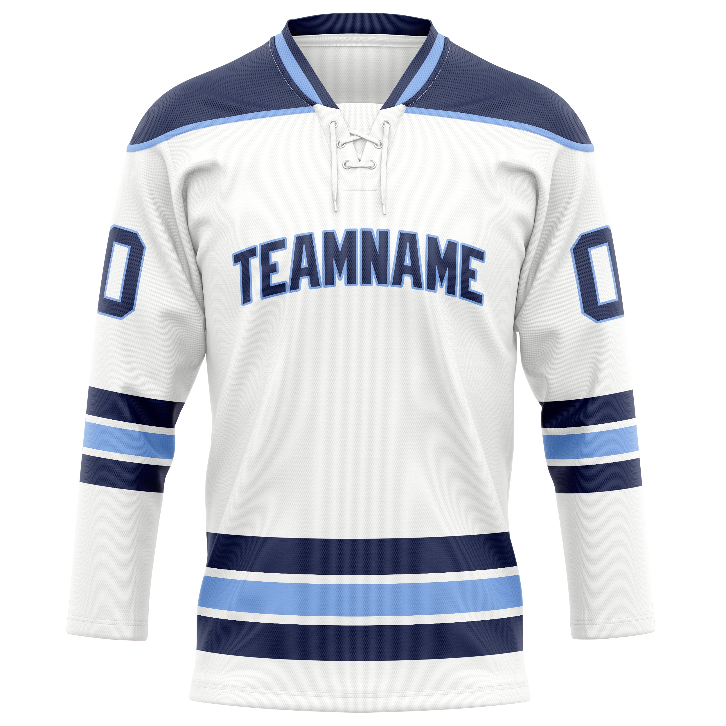 Custom White Navy Solid Colour Hockey Jersey